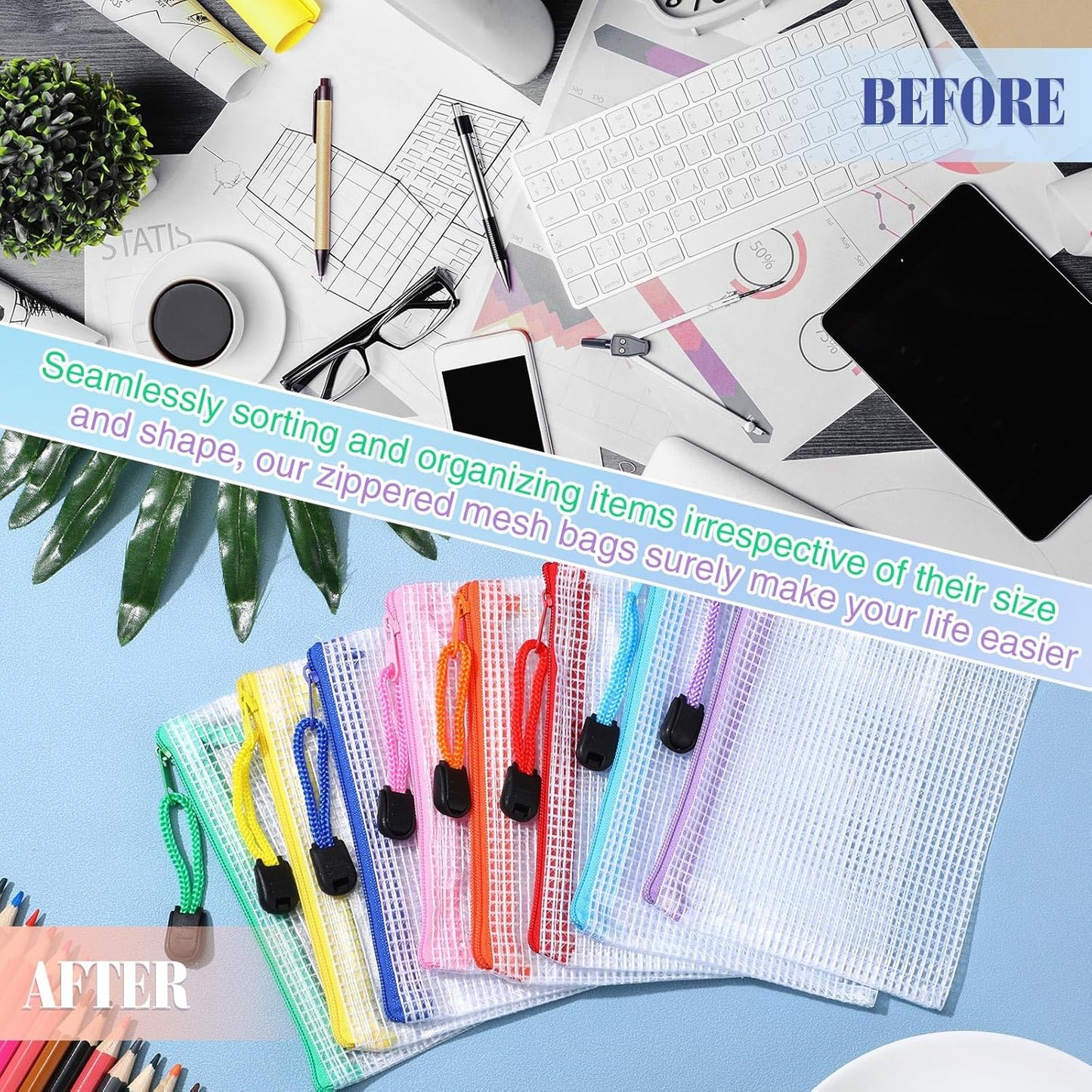 Jetec 32 Pcs Mesh Zipper Bags Toy Storage Bikini Organizer Bag Bolsas Para Guardar Trajes De Baño Waterproof Zipper Reusable Pouch Puzzle Multipurpose for Storage Office(Cute Color,5.1 x 4.1 Inch)