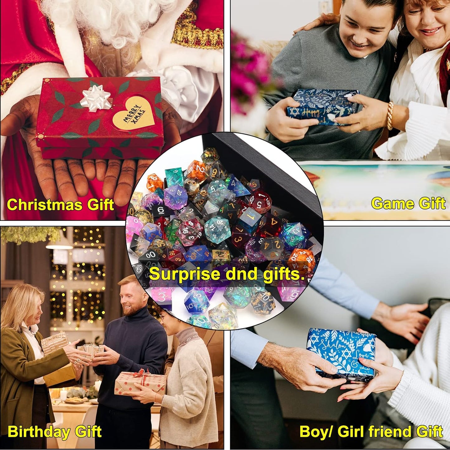 Haxtec Mystery DND Dice Set Sharp Edge Resin Dice with Dice Case Handmade Polyhedral D&D Dice Set for TTRPG Dungeons and Dragons DND Gifts