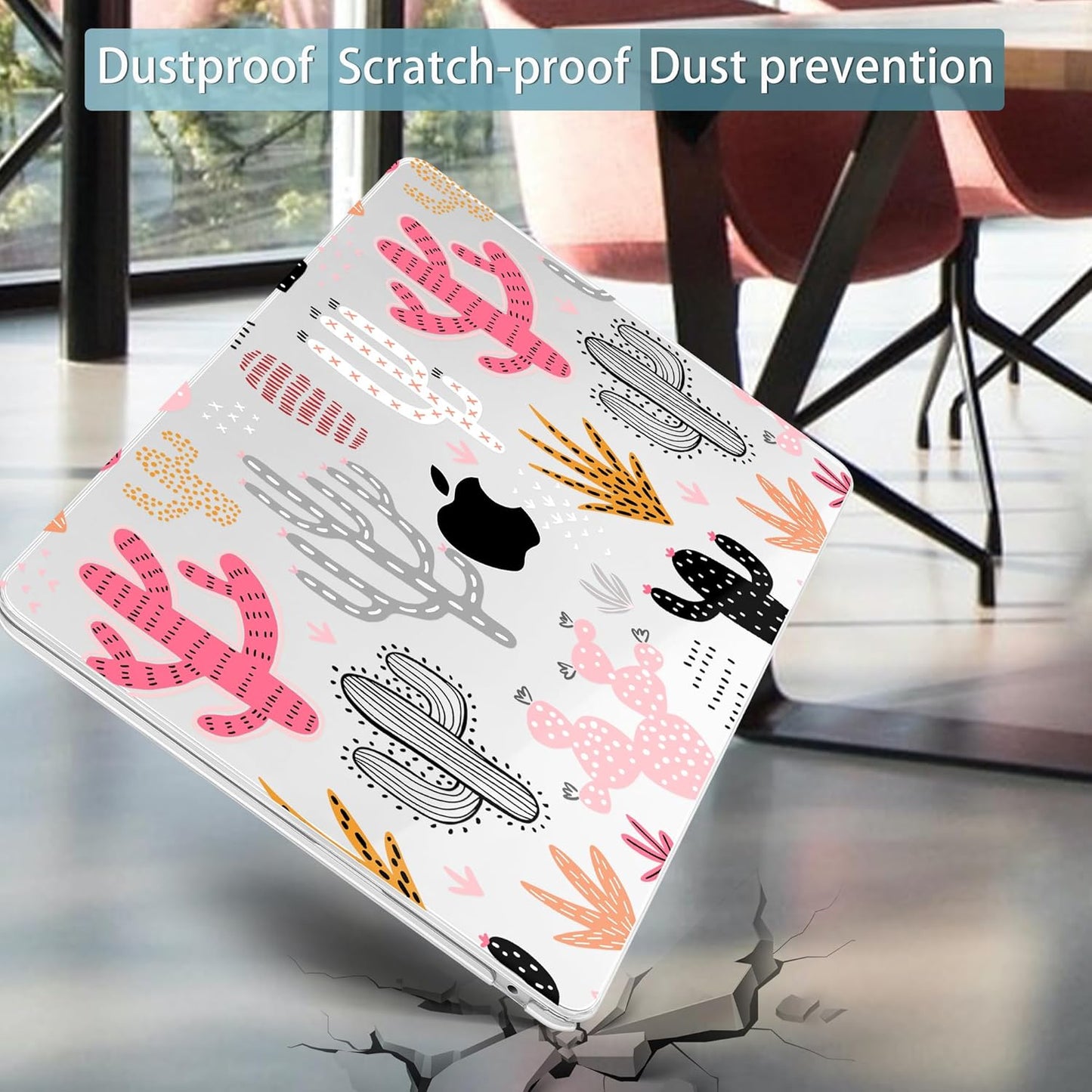 Mektron for 2025 M4 MacBook Air 13.6 Inch A3240 Case Fits 2023 A2681 M2 2024 A3113 M3 Chip with Liquid Retina Display Touch ID, Printed Plastic Hard Shell Cover for MacBook Air 13.6", Colorful Cacti