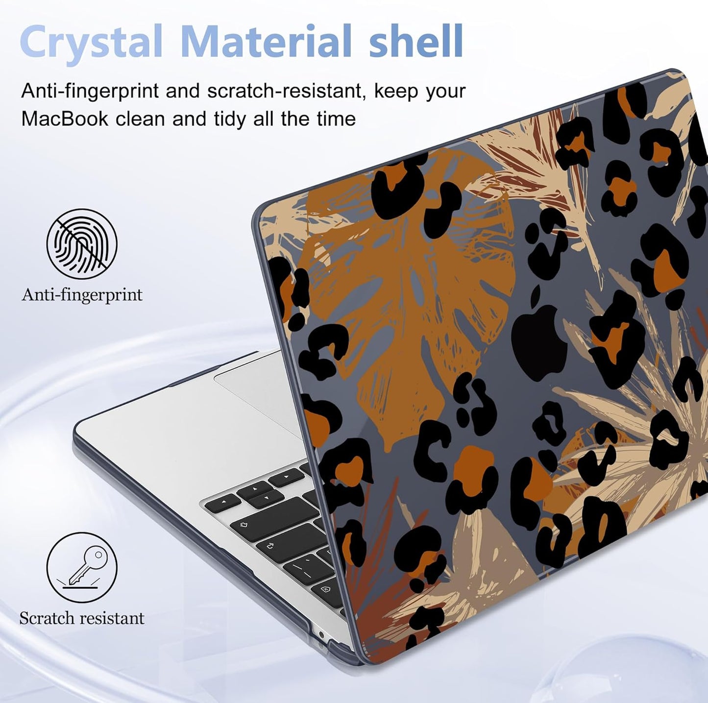 Case for MacBook Air 15 Inch 2025 2024 2023 Release M4 A3241 M3 A3114 M2 A2941, Hard Shell with Screen Protector & Keyboard Cover, Compatible with Touch ID - Palm Leaf