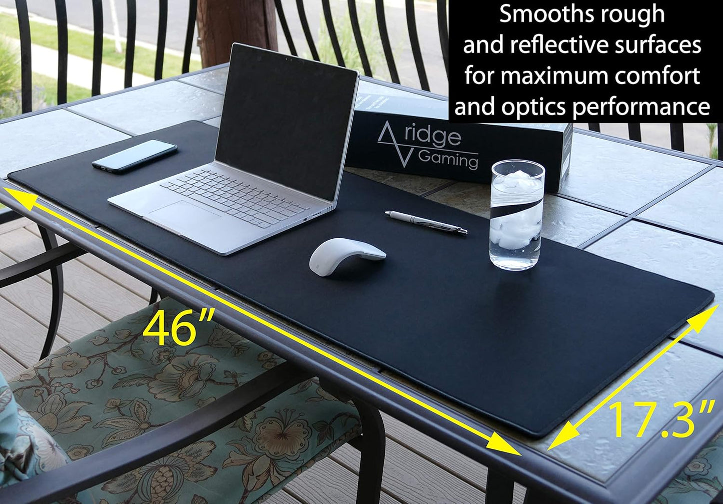 Gaming Mouse Pad (5mm) Massive 46 inch | 46x17.3x0.20 Extra Thick | Black | Stitched Edge, Large Washable Desk Mat