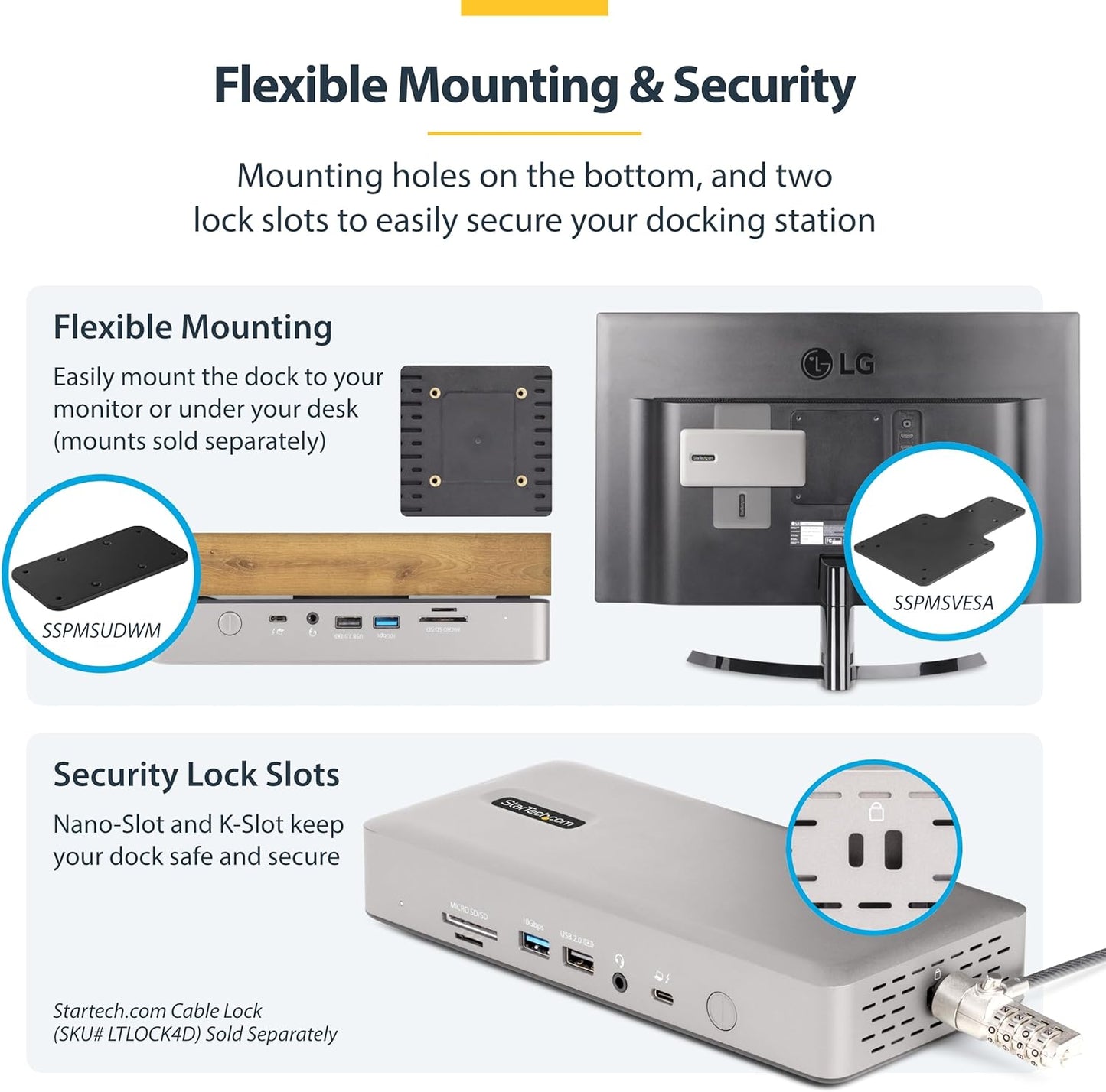 StarTech.com Universal USB4 & Thunderbolt 4 Docking Station, Quad Display on Windows, Dual Display on MacBook, HDMI DP Dock with 98W Laptop Charging
