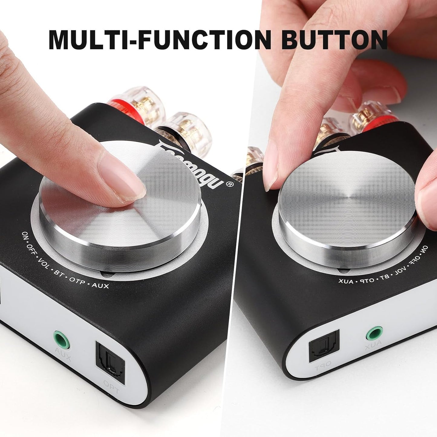 Facmogu M6 200W Mini Bluetooth 5.0 Audio Power Amplifier, 100Wx2 Dual Channel HiFi Stereo Mini Speaker AMP w/Optical/AUX/BT Input, Home Audio Wireless Amplifier Receiver with 24V Power Supply - Black