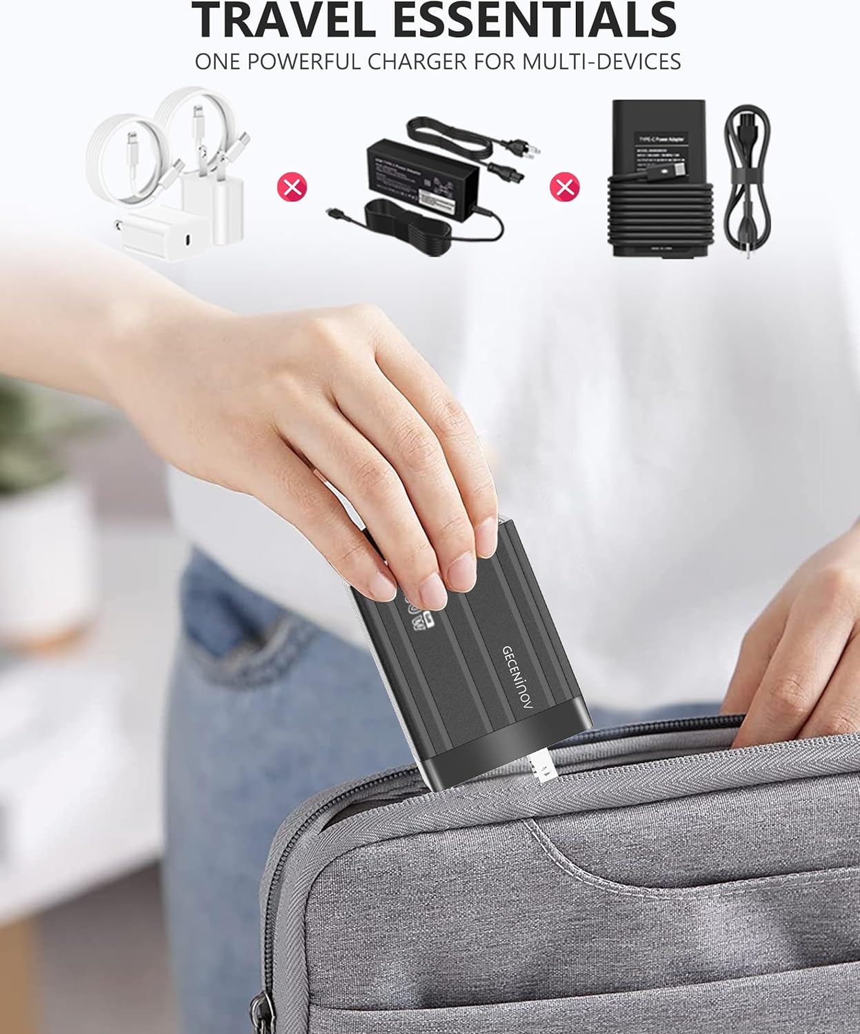 100W USB C Charger Block,4 Ports,Type C GaN Fast Block,Foldable Travel Plug Power Adapter for iPhone iPad Samsung Laptop,Tablets MacBook Pro Charger Replace for 65W 45W