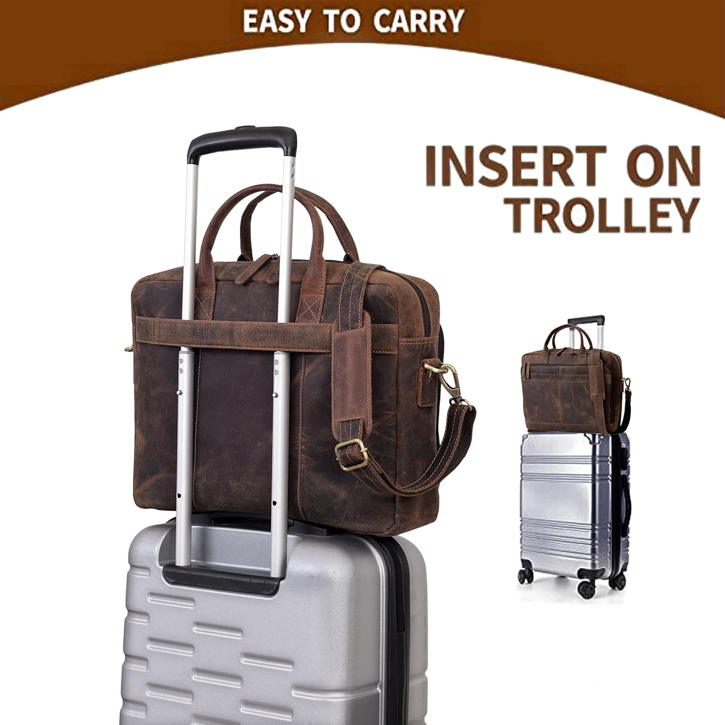 VC VINTAGE COUTURE Leather briefcase bag for men Leather Laptop Bags For Men and Women Travel Messenger Bag