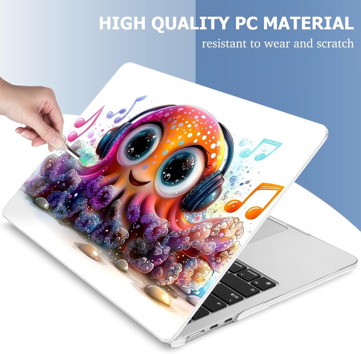 Mektron Compatible with M4 MacBook Air 15 inch Case 2025 A3241 2024 2023 M3 A3114 A2941 M2 Liquid Retina Display Touch ID, Plastic Hard Case & Keyboard Skin & Screen Protector - Cute Octopus