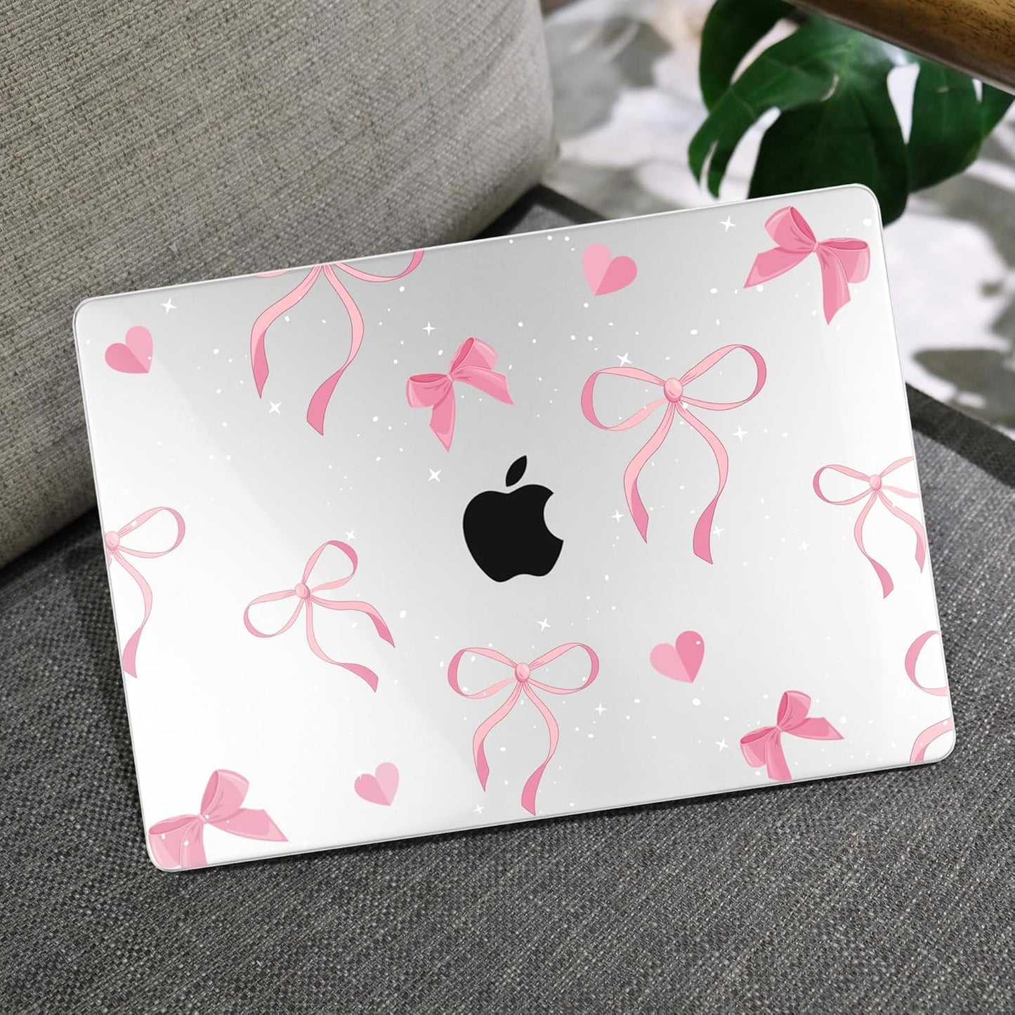 MEEgoodo Case for M4/M3/M2 MacBook Air 13.6 inch Case 2025 2024 2022, Fit Model A3240/A3113/A2681, Laptop Hard Shell with Keyboard Cover Compatible with MacBook Air 13 inch, Pink Ribbons Bows
