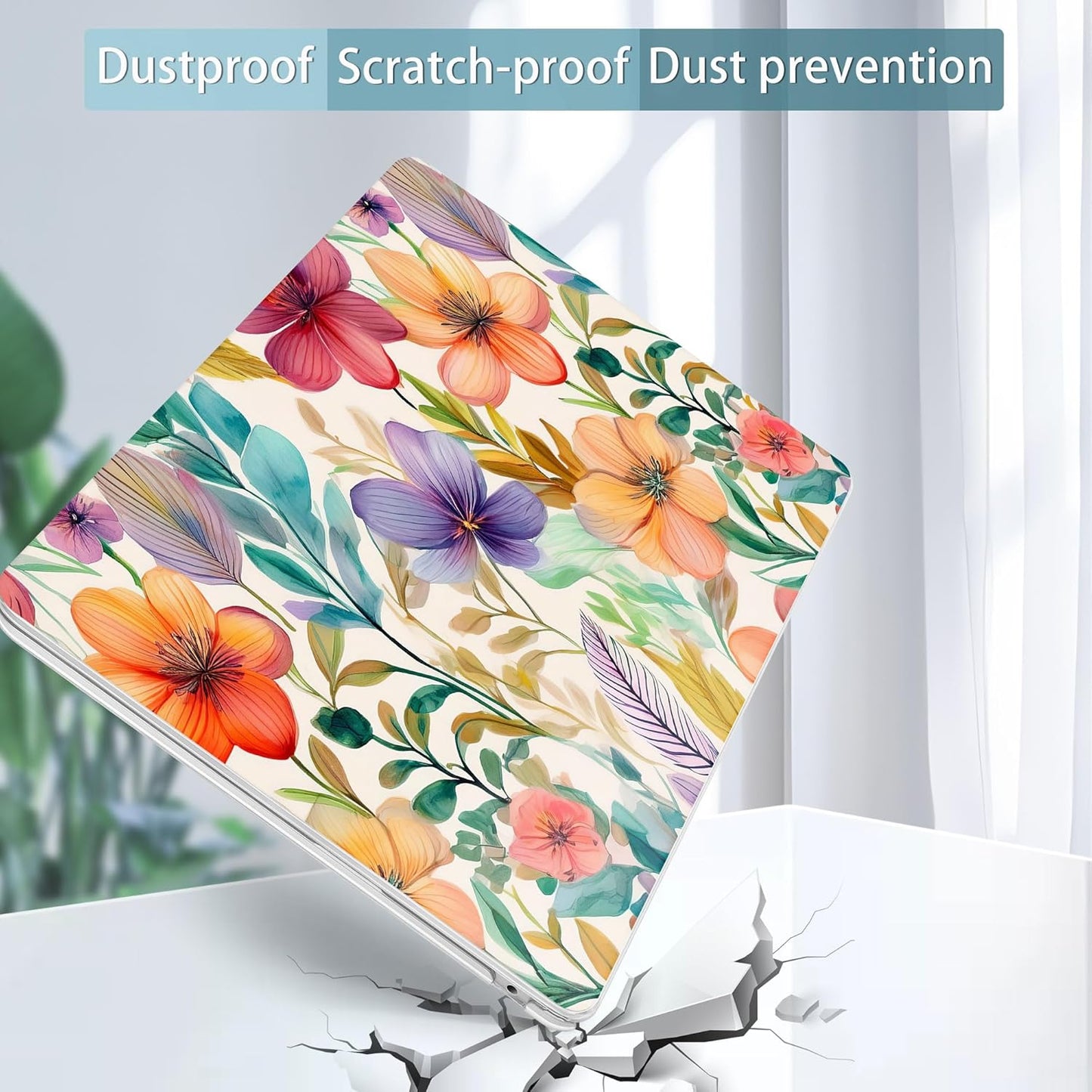 May Chen for MacBook Air 13.6 inch Case A3240 M4 A3113 M3 A2681 M2 with Retina Dispaly, 2025 2024 2023 2022 Release, Plastic Hard Shell Case with Screen Protector & Keyboard Cover, Flowers Watercolor