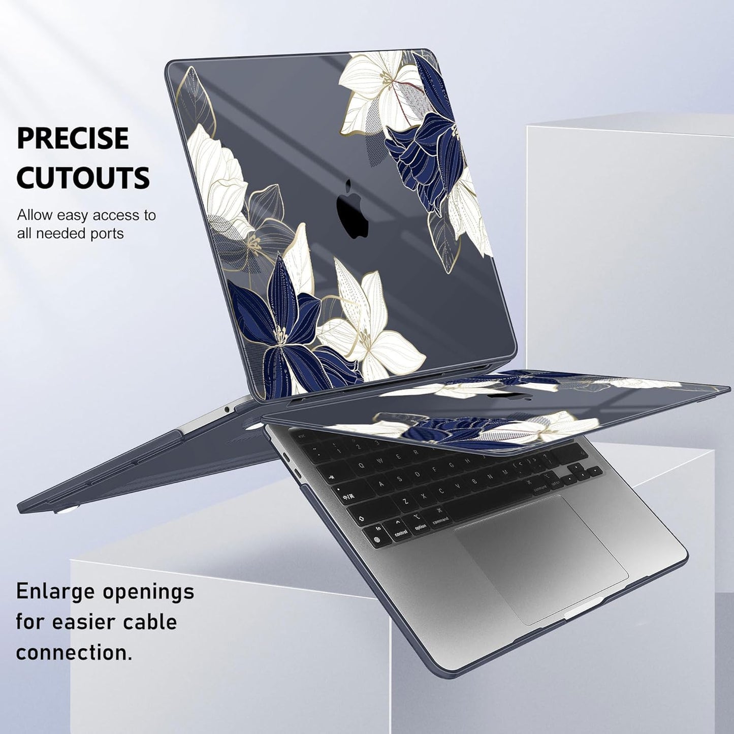May Chen Case for MacBook Pro 13 inch M2 2023,2022,2021,2020 A2338 M1 A2251 A2289, Plastic Hard Shell Case for MacBook Pro 13" with Touch Bar Fits Touch ID, Elegant Flower