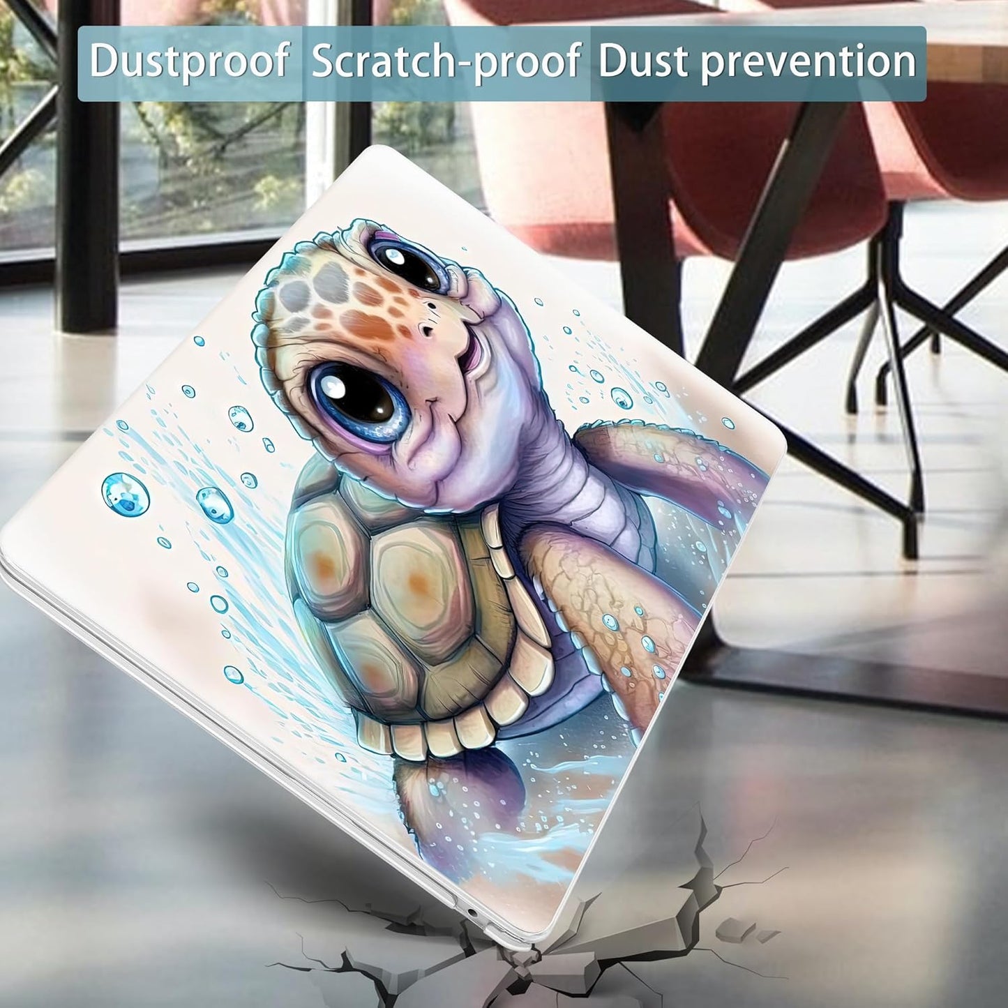 Mektron for 2024 M3 MacBook Air 13.6 Inch A3113 Case Fits 2022 2023 A2681 M2 Chip with Liquid Retina Display Touch ID, Printed Plastic Hard Shell Cover for MacBook Air 13.6", Cute Turtle