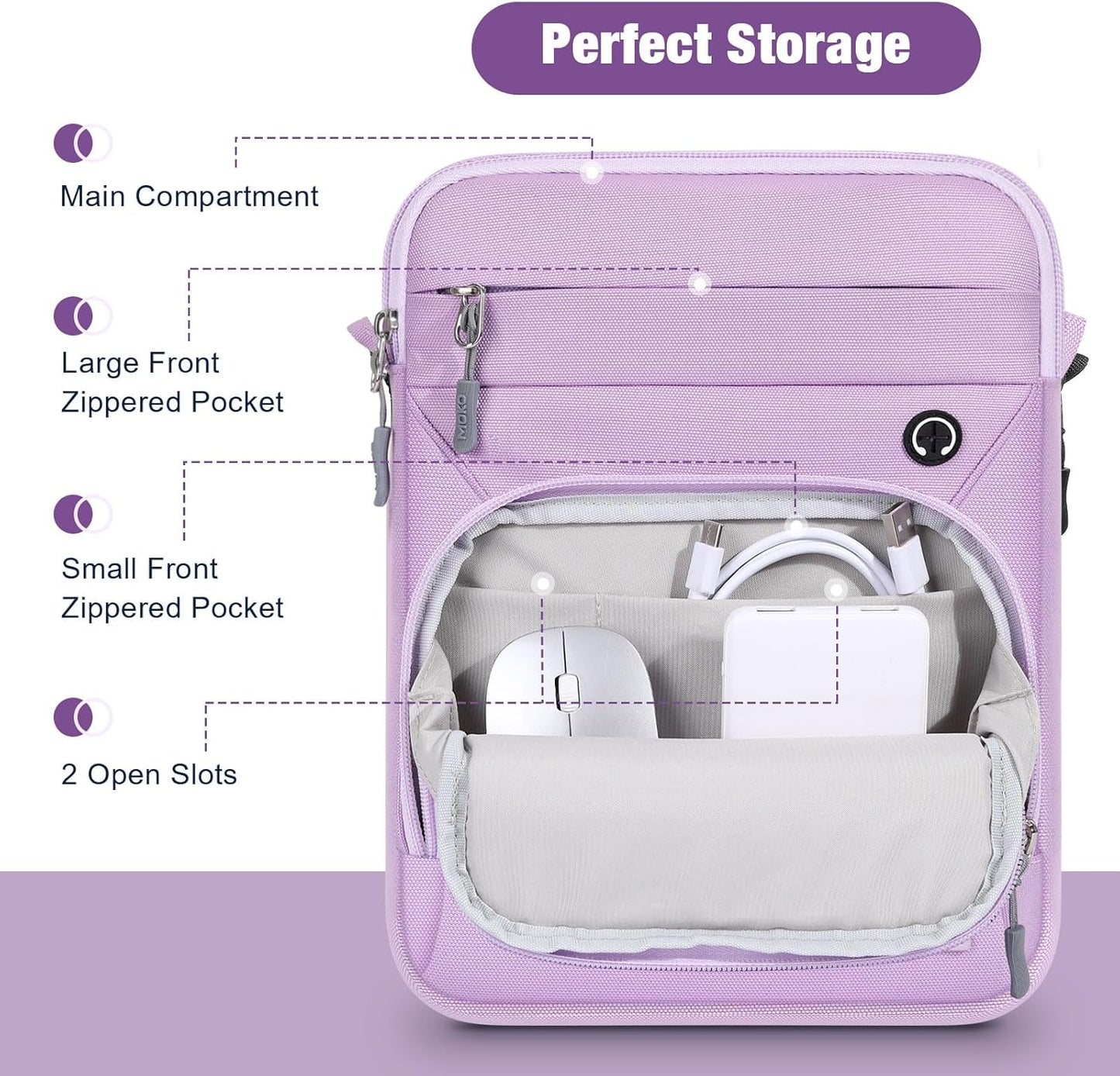 MoKo 9-11 Inch Tablet Sleeve Bag, Fits 11 inch iPad Air M3, iPad A16 2025, Pro 11 M4, 10/9/8/7th, Tab S8/S9 11, Multifunctional Bag with Shoulder and Headphone Port, Purple