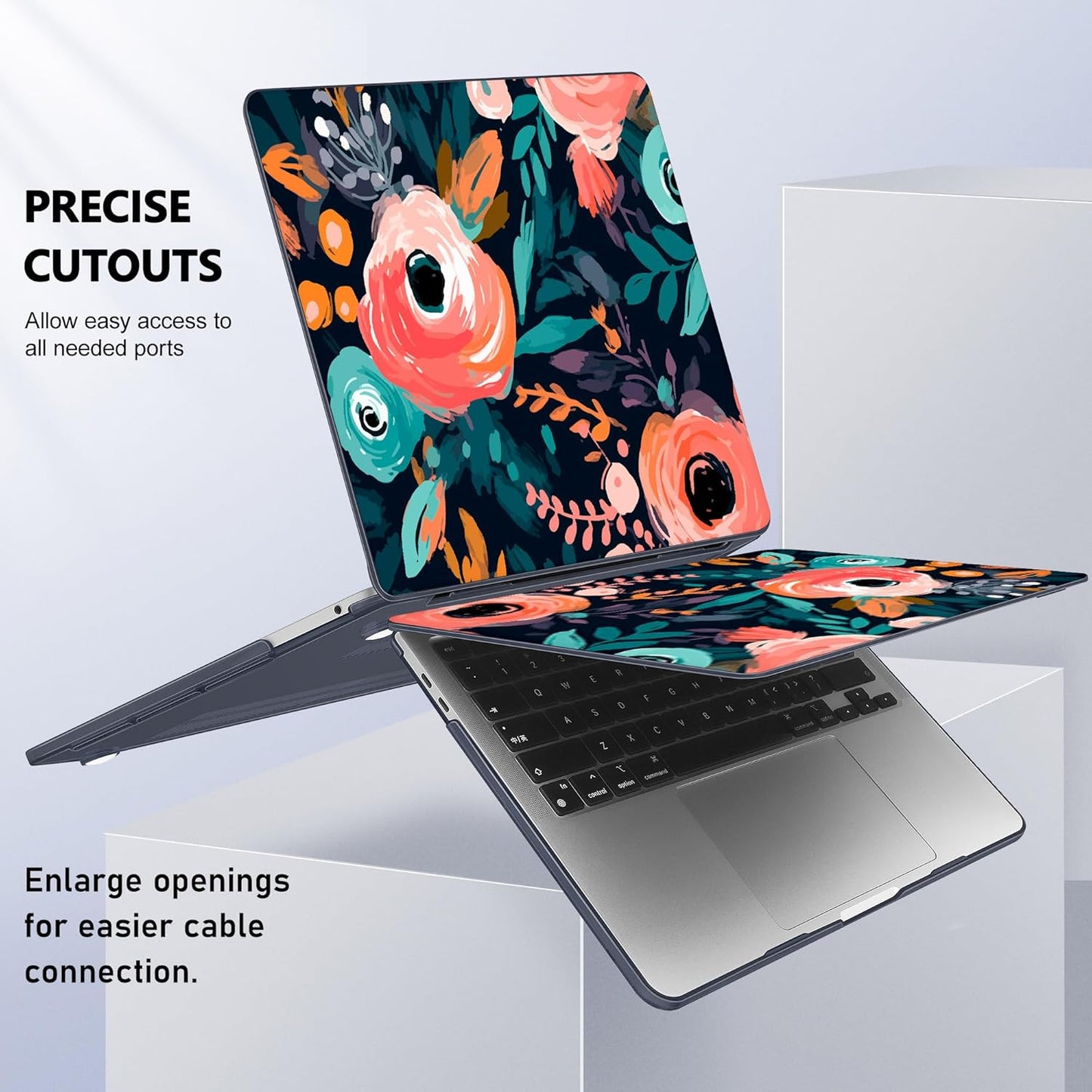 May Chen for New MacBook Pro 13 Case 2022 2020 Release (A2338 M1 M2/A2289/A2251), Plastic Crystal Hard Shell Case Cover with Keyboard Cover for MacBook Pro 13-inch Touch Bar, Bright Flowers