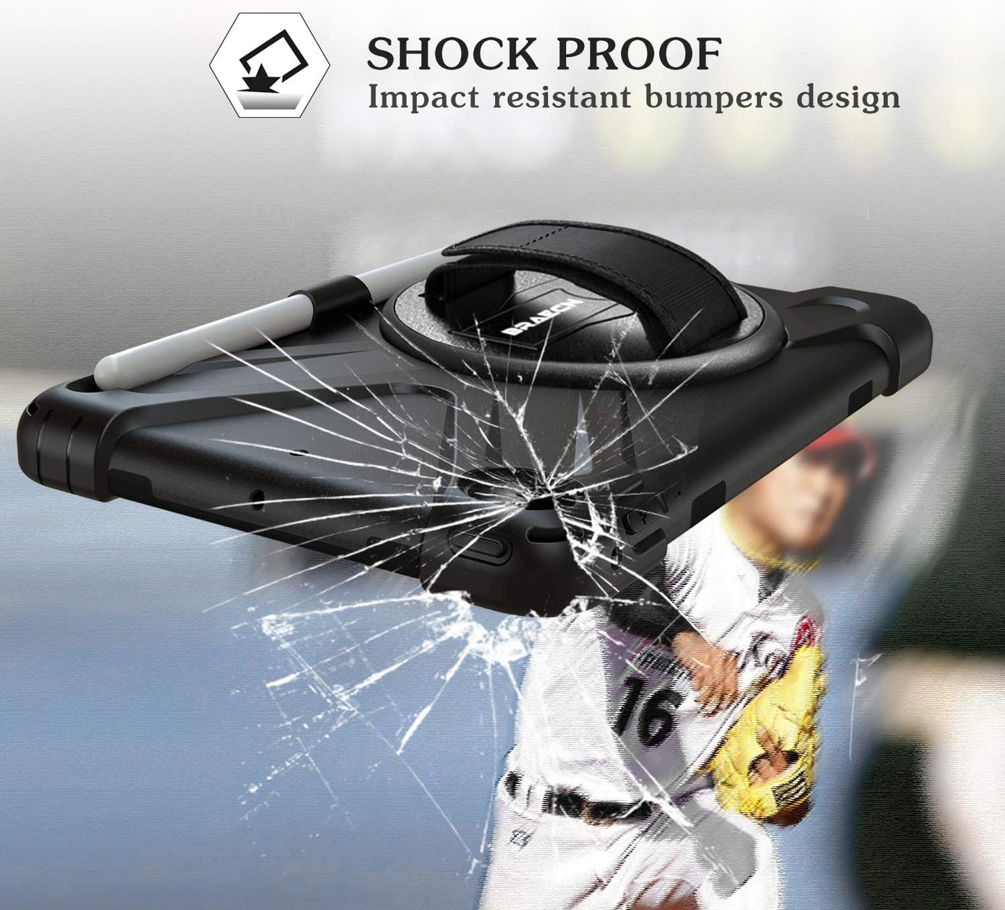 BRAECN iPad mini 5 Case,iPad mini 4 Case, Heavy Duty Shockproof Protective Rugged Case with Pencil Holder,Hand Strap,Kickstand, Shoulder Strap for iPad mini 5th/4th Generation 7.9 Inch for Kids-Black