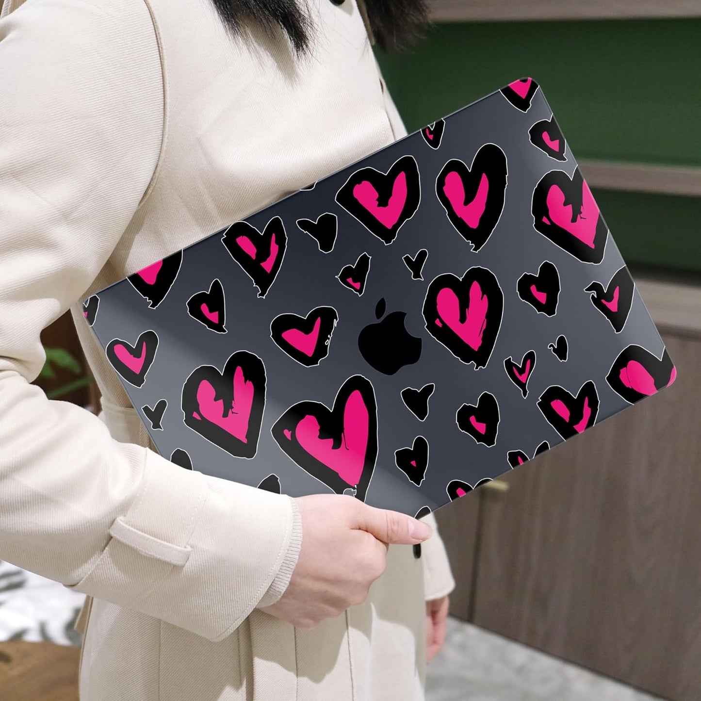 MEEgoodo for MacBook Air 13 inch Case 2021 2020 2019 2018 Released A2337 M1 A2179 A1932 with Touch ID, Plastic Hard Shell & Keyboard Cover Compatible with MacBook Air Case 13.3, Handwritten Heart