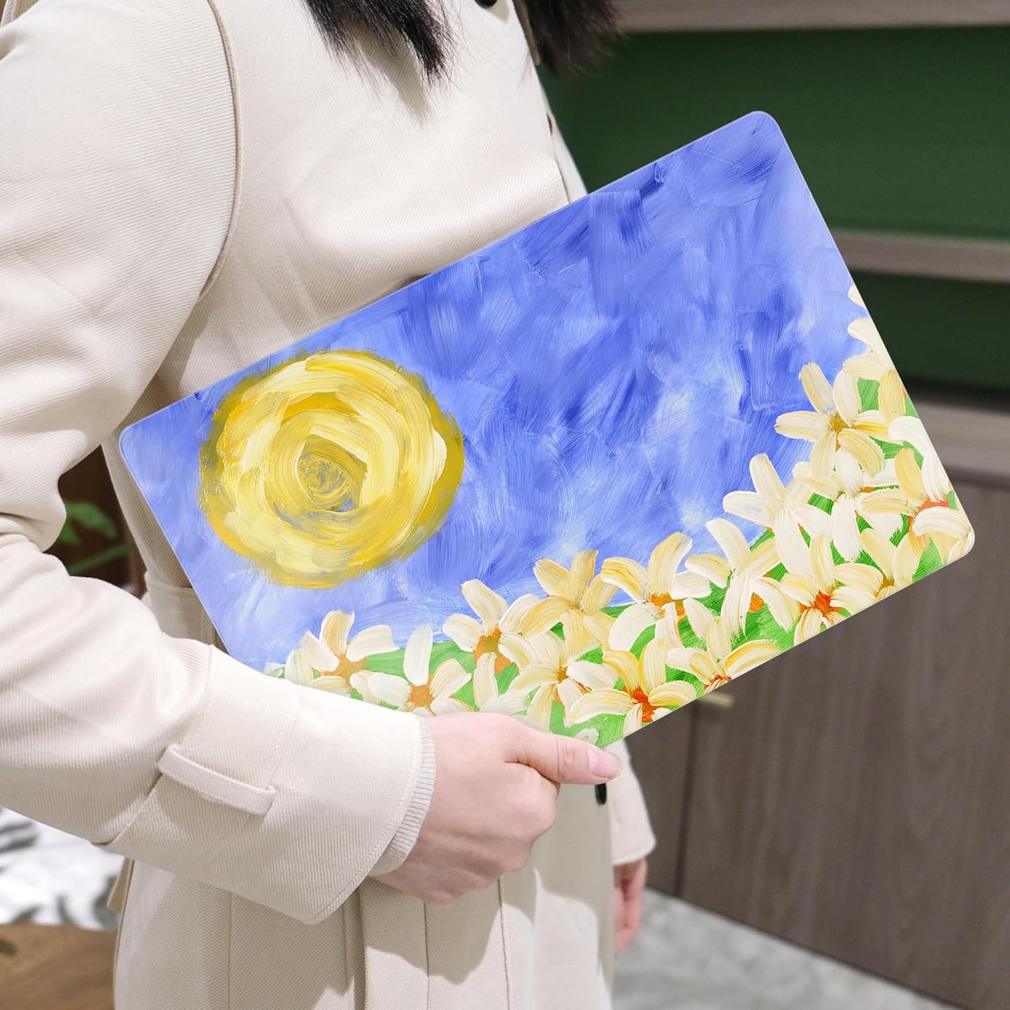 MEEgoodo for MacBook Air 13.3 inch Case 2021 2020 2019 2018 A2337 M1 A2179 A1932, Laptop Shell for MacBook Air M1 with Keyboard Webcam Cover & Trackpad Film & Type C Adapter,Summer Flowers