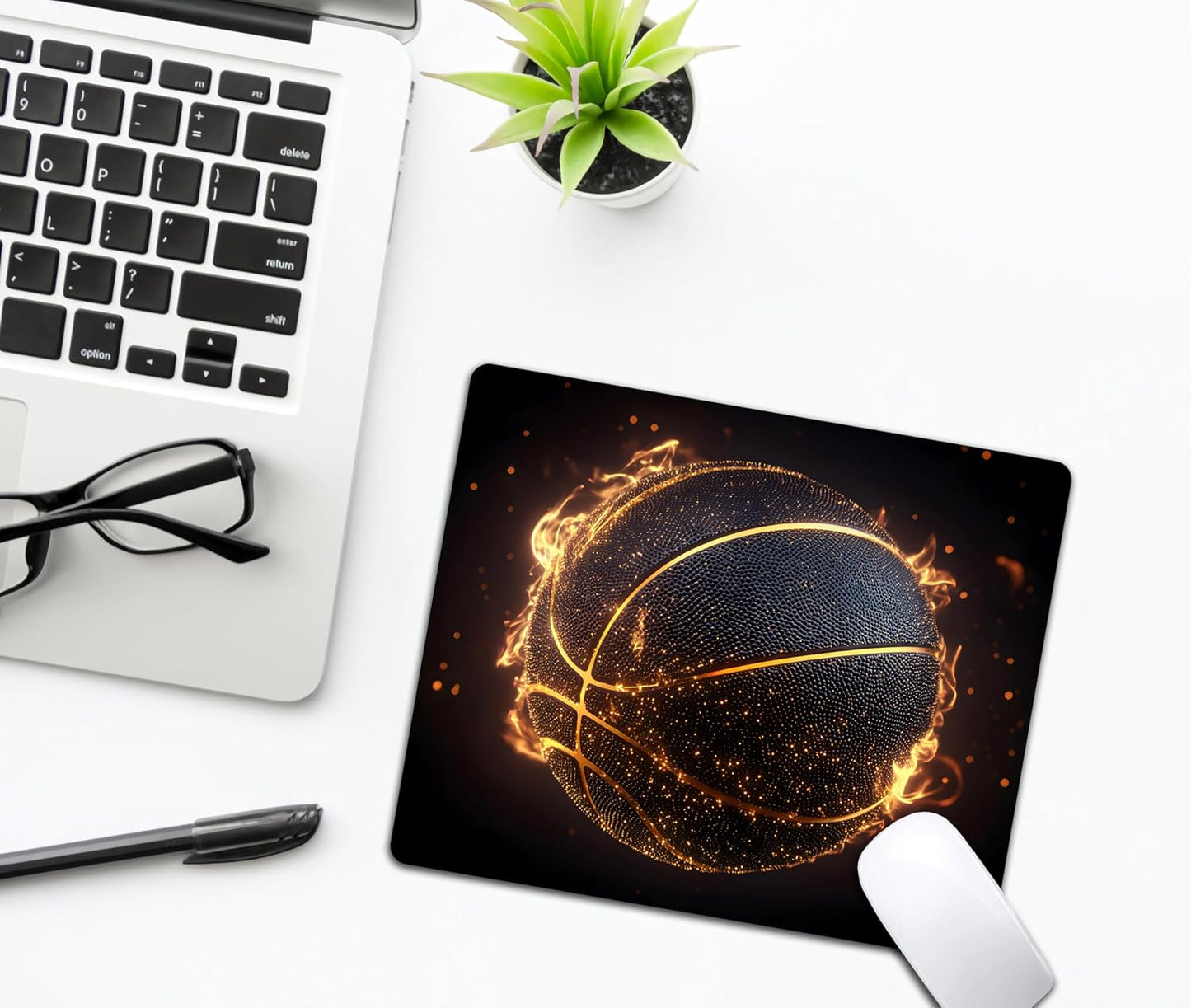 Blue Glitter Butterfly Mouse Pads for Desk, Portable Wireless Computer Mouse pad Small Design with Women, Non-Slip Rubber Base Laptop Mousepad 9.5" x 7.9" Smooth Surface for Office & Travel