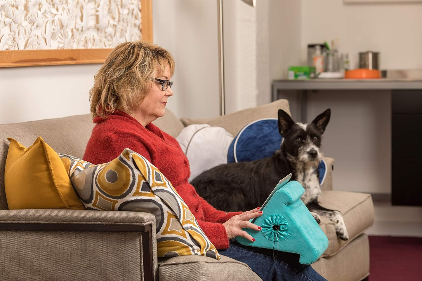 Flippy Tablet Stand with Cubby Storage and Multi-Angle Viewing for Home, Work & Travel. Our Tablet Holder Has Storage for Your All Your Personal Items. (Def Leopard)