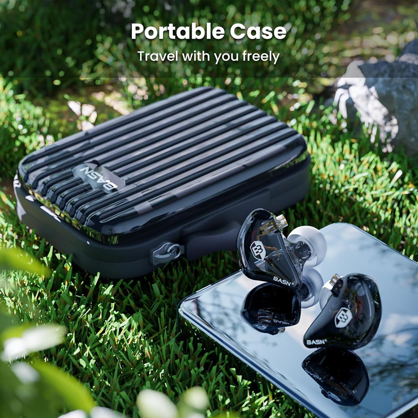 BASN Bsinger Professional in Ear Monitor Headphones, Dual Drivers 2-Pin IEM Earbuds with Mic, Clear Sound HiFi Earphones for Musicians Drummers and Stage (Black, 2-Pin)