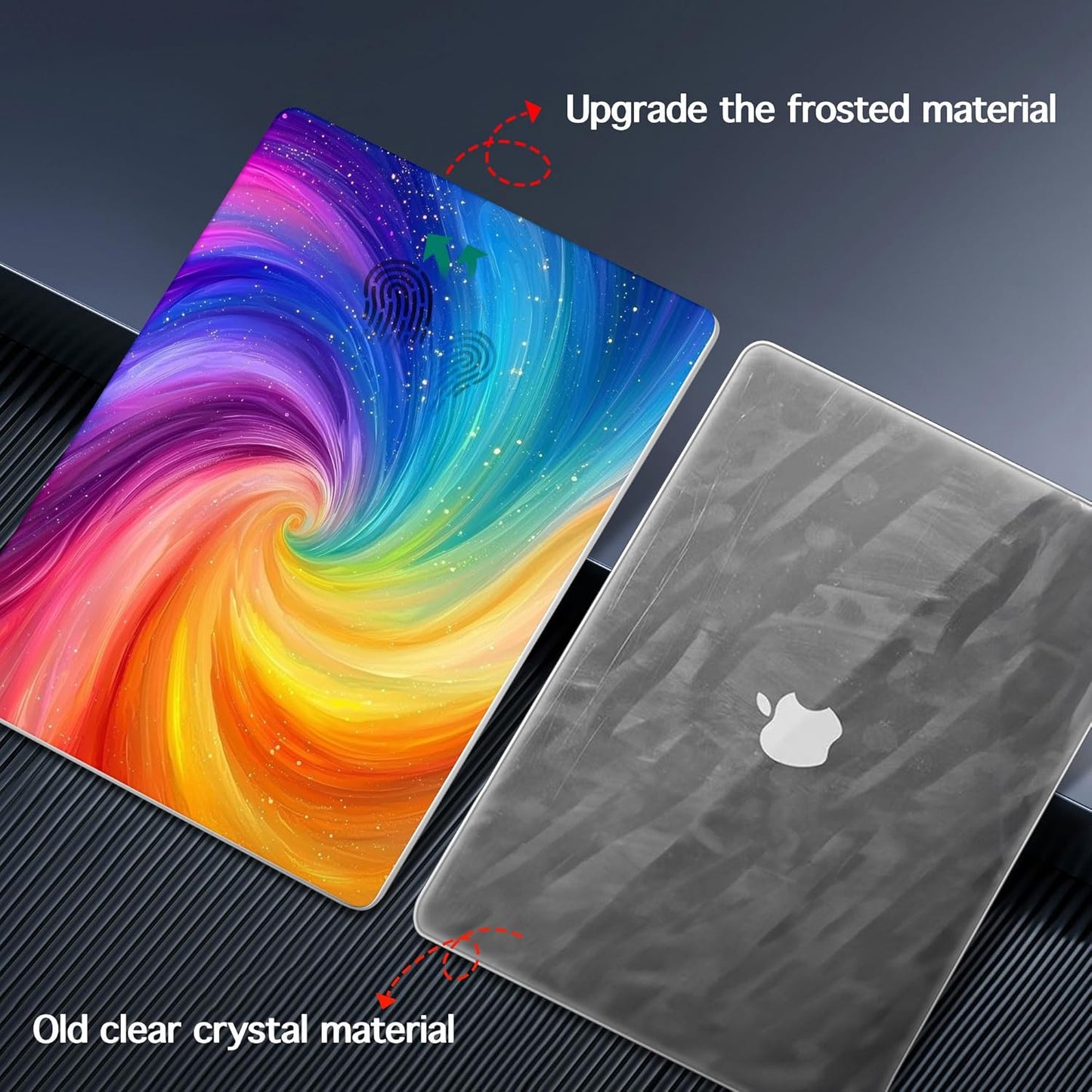for MacBook Pro 16 inch Case 2021 2022 2023 2024 Release A3186 A3403 M4 A2991 M3 A2780 M2 A2485 M1 Pro/Max, Hard Shell Case with Screen Protector & Keyboard Cover, Swirling Rainbow
