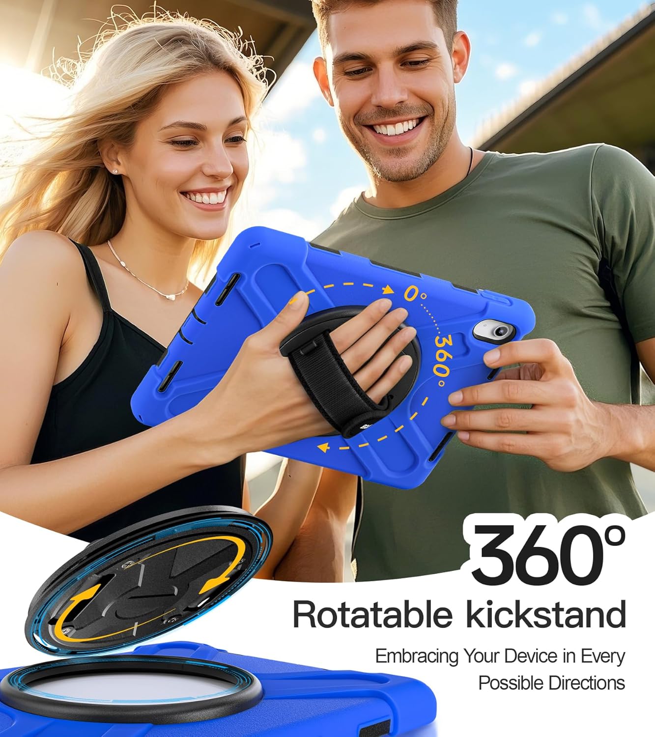 BRAECN for iPad (A16) 11th/10th Generation case 11/10.9 inch 2025/2022 Heavy Duty Shockproof Protective with Pencil Holder Screen Protector 360°Rotating Stand Handle & Shoulder Strap Full Body Cover