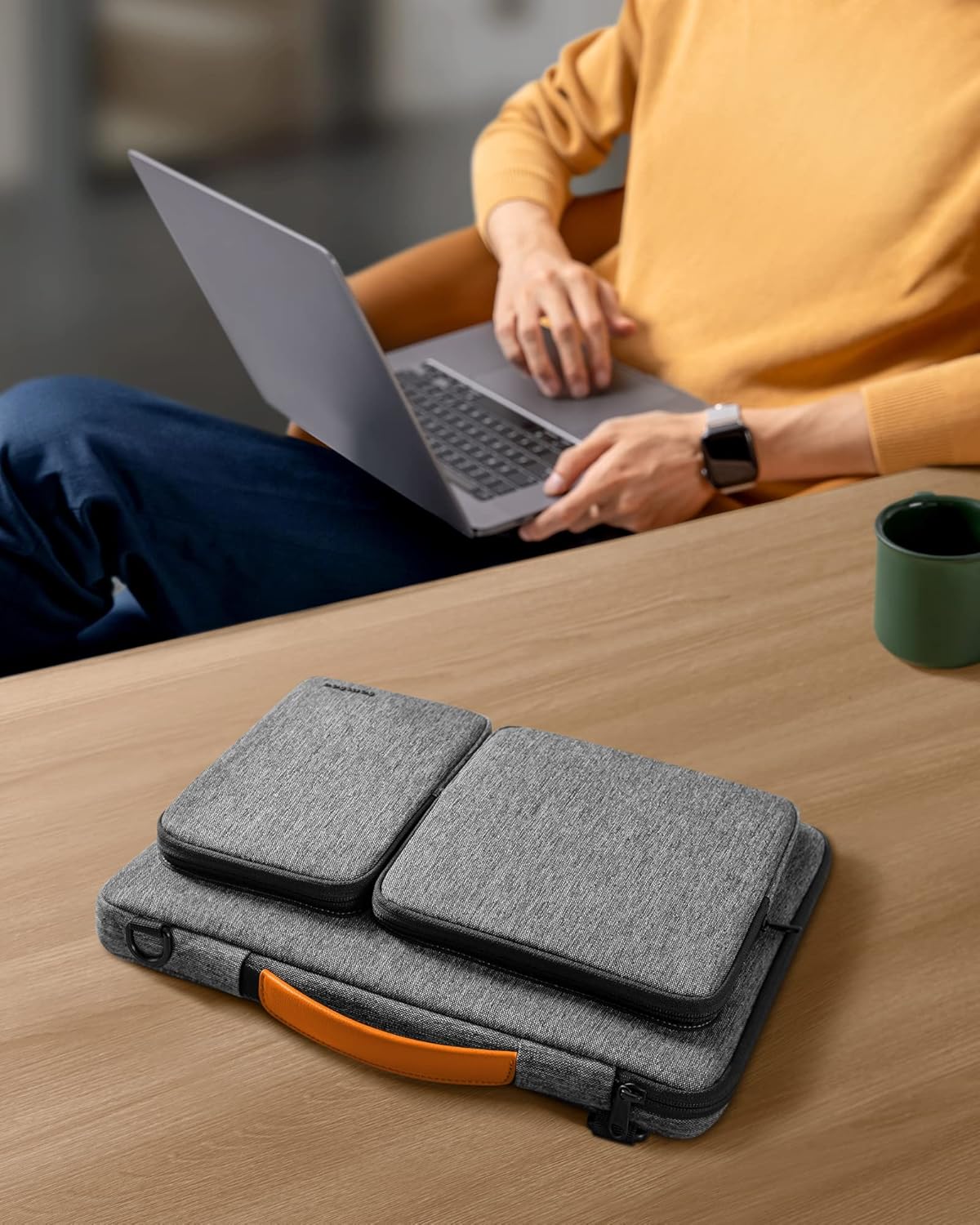 tomtoc 360 Protective Laptop Shoulder Bag for 13 Inch 2025 MacBook Air M4/A3240, M3/A3113, M2/A2681, M1/A2337, MacBook Pro M2/M1, 13-in Surface Pro 11th AI/10/9, Water-Resistant Accessory Case