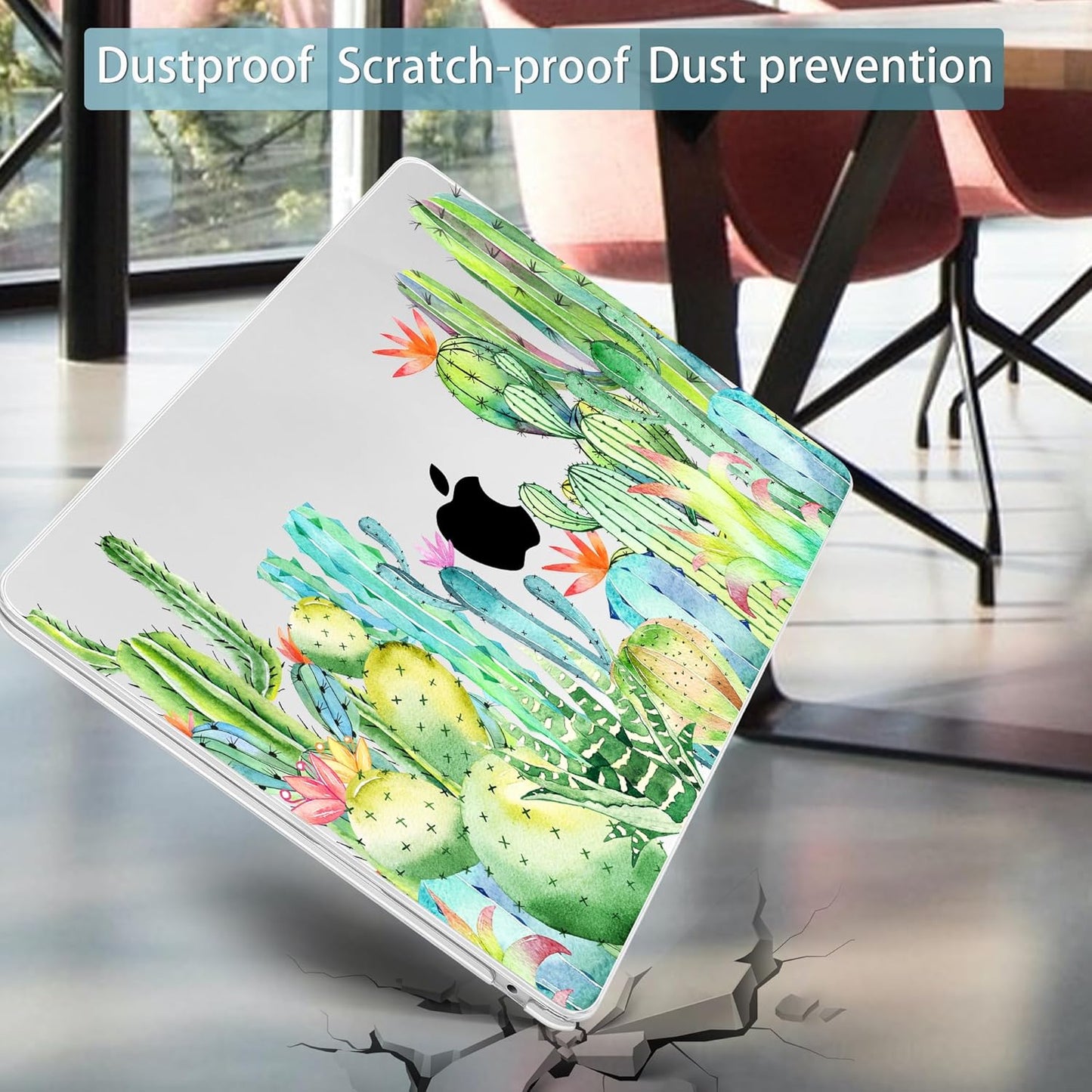 Mektron for 2025 M4 MacBook Air 13.6 Inch A3240 Case Fits 2023 A2681 M2 2024 A3113 M3 Chip with Liquid Retina Display, Printed Plastic Hard Shell Cover for MacBook Air 13.6", Watercolor Cactus