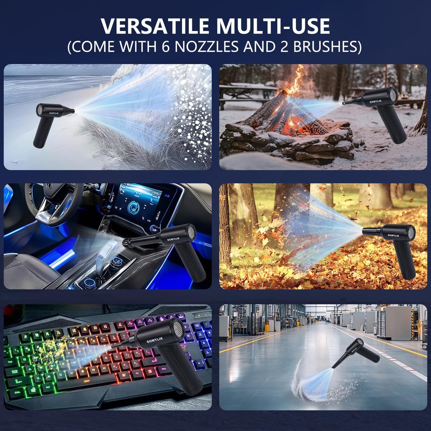 Compressed Air Duster - 150000RPM Brushless Motor, Mini Air Blower for PC Cleaning Kit, Canned Air Duster for Computers, Rechargeable & Portable Compressed Air for Electronics