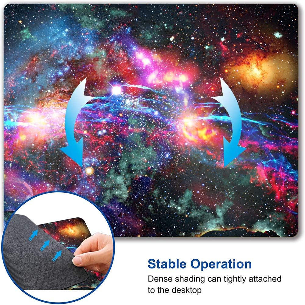 Galaxy and Nebula Mouse Pad, Milky Way Galaxy Mouse Pad, Gaming Mouse Mat Square Waterproof Mouse Pad Non-Slip Rubber Base MousePads for Office Home Laptop Travel, Solar Sysstem Orbit