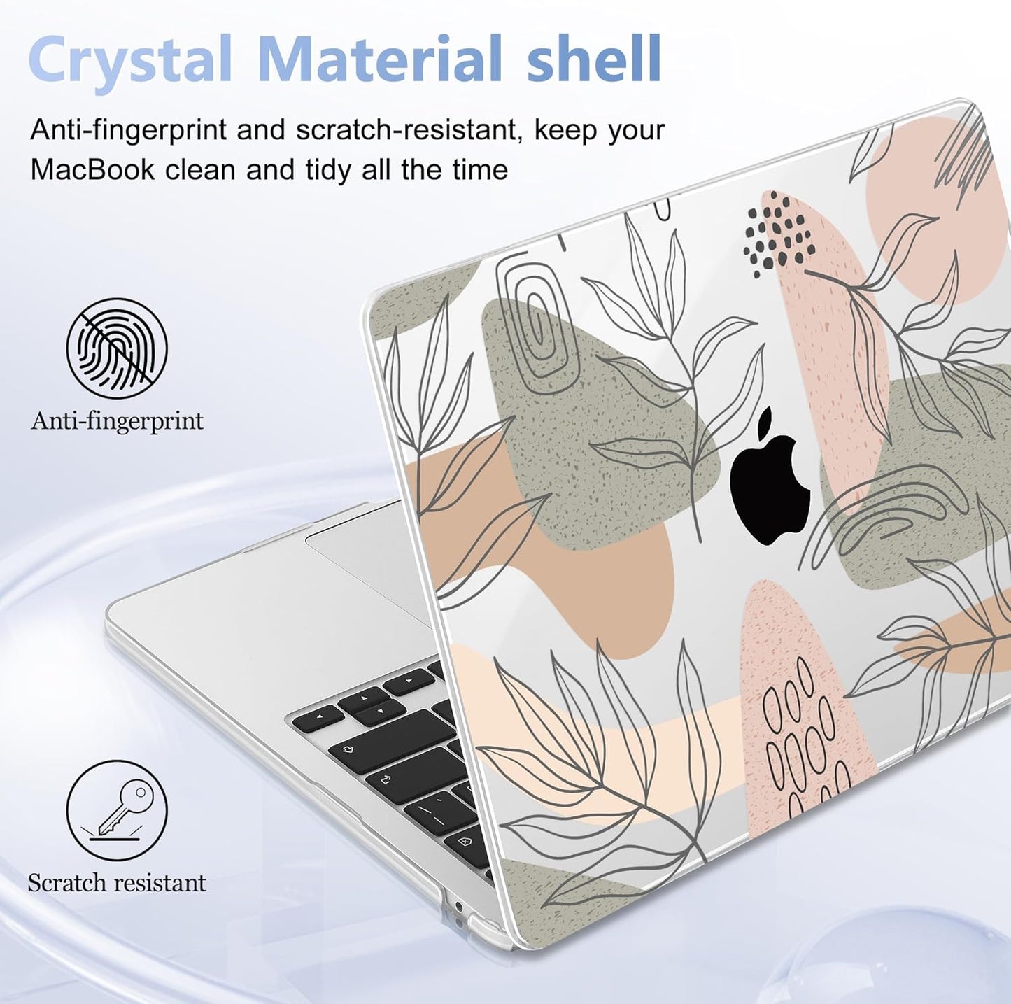 Case for MacBook Air 15 Inch 2025 2024 2023 Release M4 A3241 M3 A3114 M2 A2941, Hard Shell with Screen Protector & Keyboard Cover, Compatible with Touch ID - Tropical Leaves