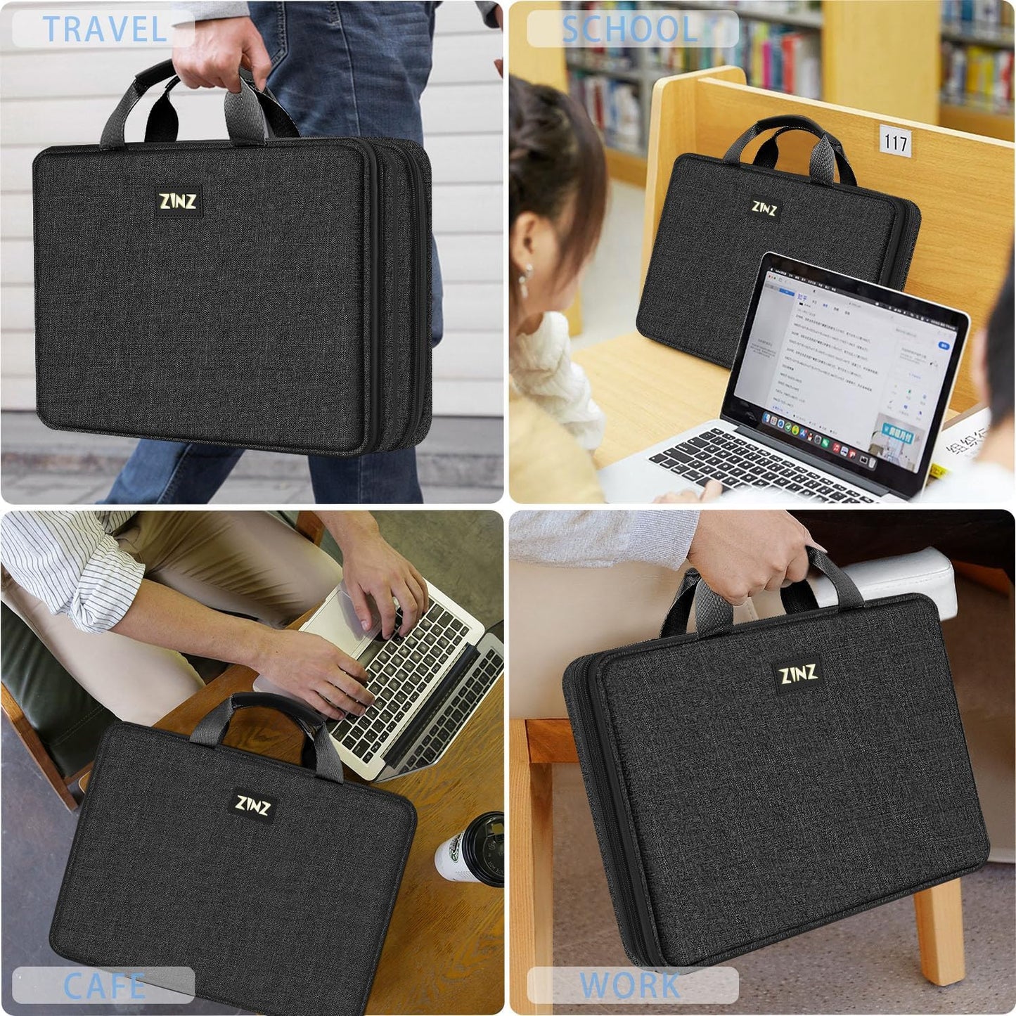ZINZ Slim Expandable Laptop Case 15.6 Inch Sleeve Upgraded Protective Durable Recycled Carrying Case Compatible with MacBook 15" & 16" and Most 15" 15.6" 16" Notebook,B01K01