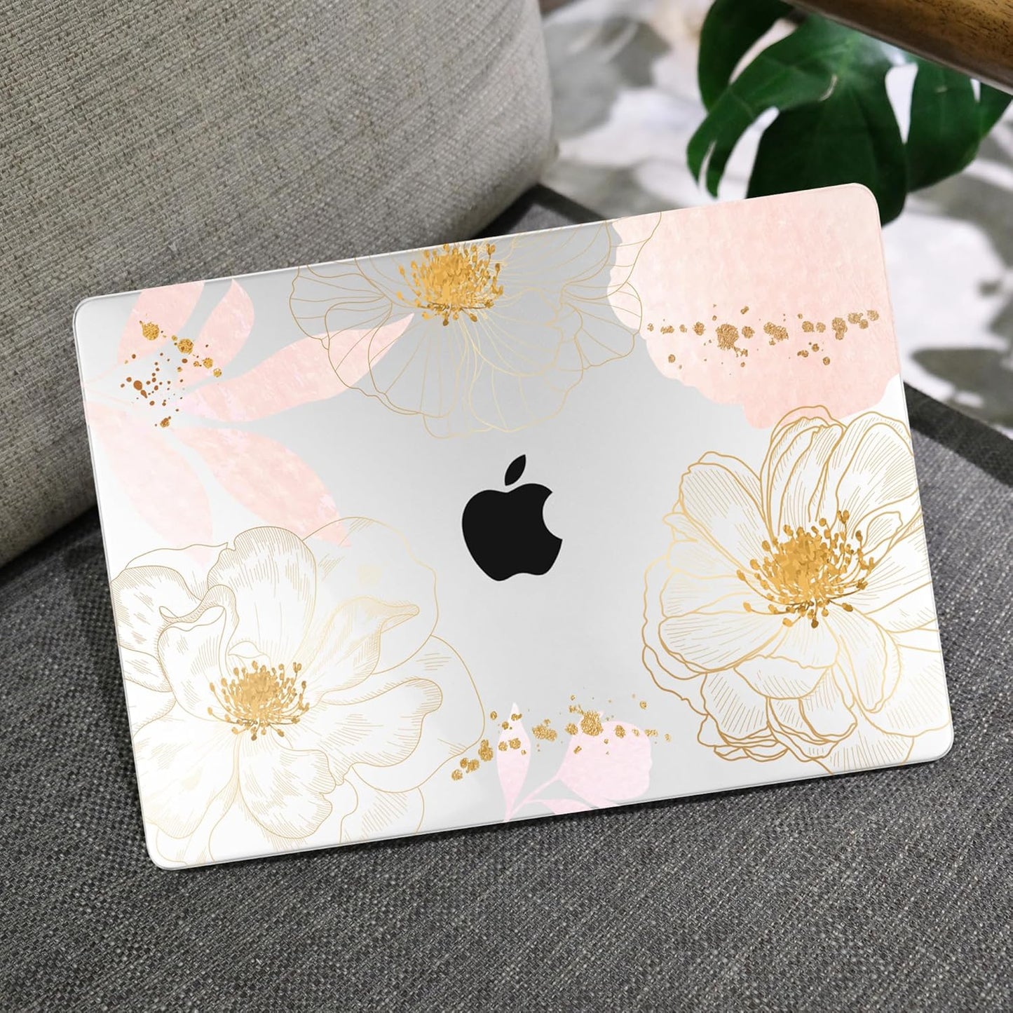 MEEgoodo for M4/M3/M2 MacBook Air 15.3 inch Case 2025 2024 2023, Case Fit Model (A3241/A3114/A2941) for MacBook Air 15 inch, Laptop Hard Shell with Keyboard Cover, Tropical Pink Flowers
