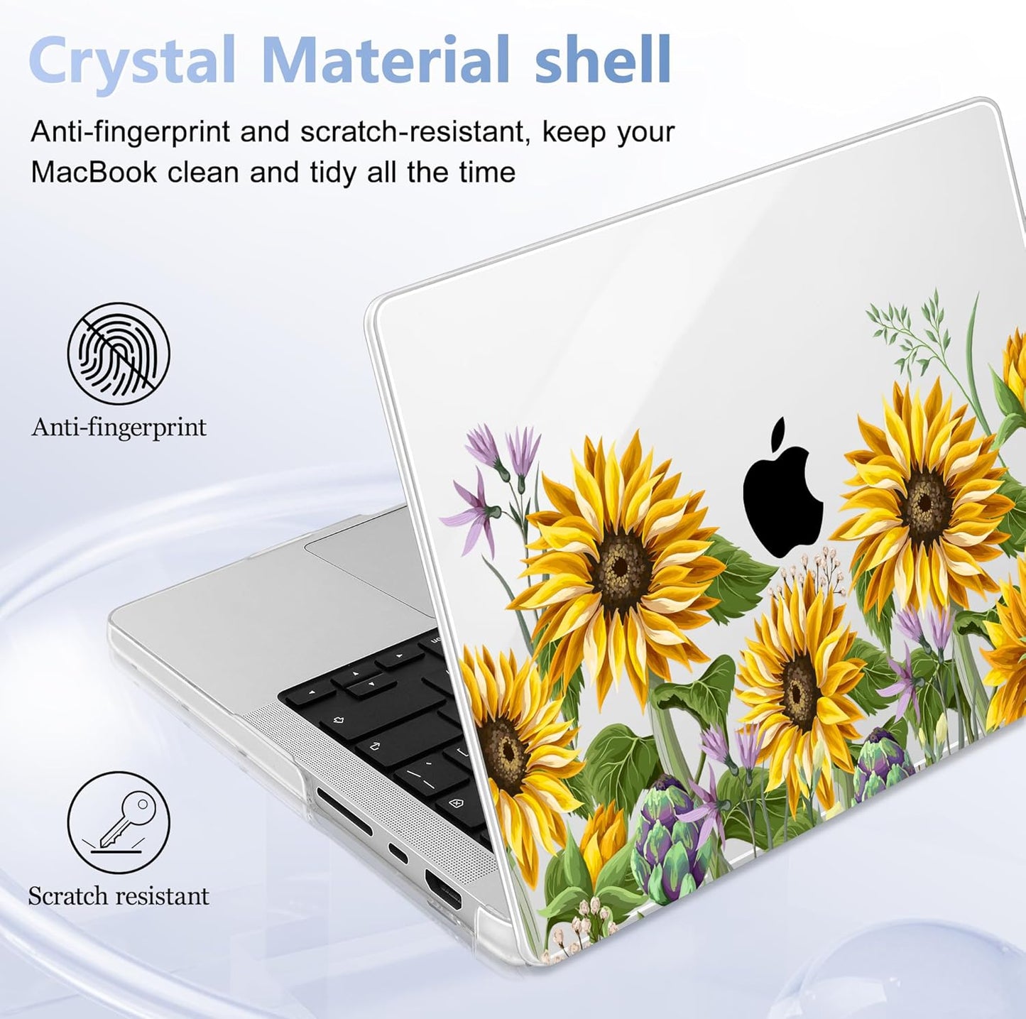 for MacBook Pro 16 inch Case 2021 2022 2023 2024 Release A3186 A3403 M4 A2991 M3 A2780 M2 A2485 M1 Pro/Max, Hard Shell Case with Screen Protector & Keyboard Cover, Sunflowers