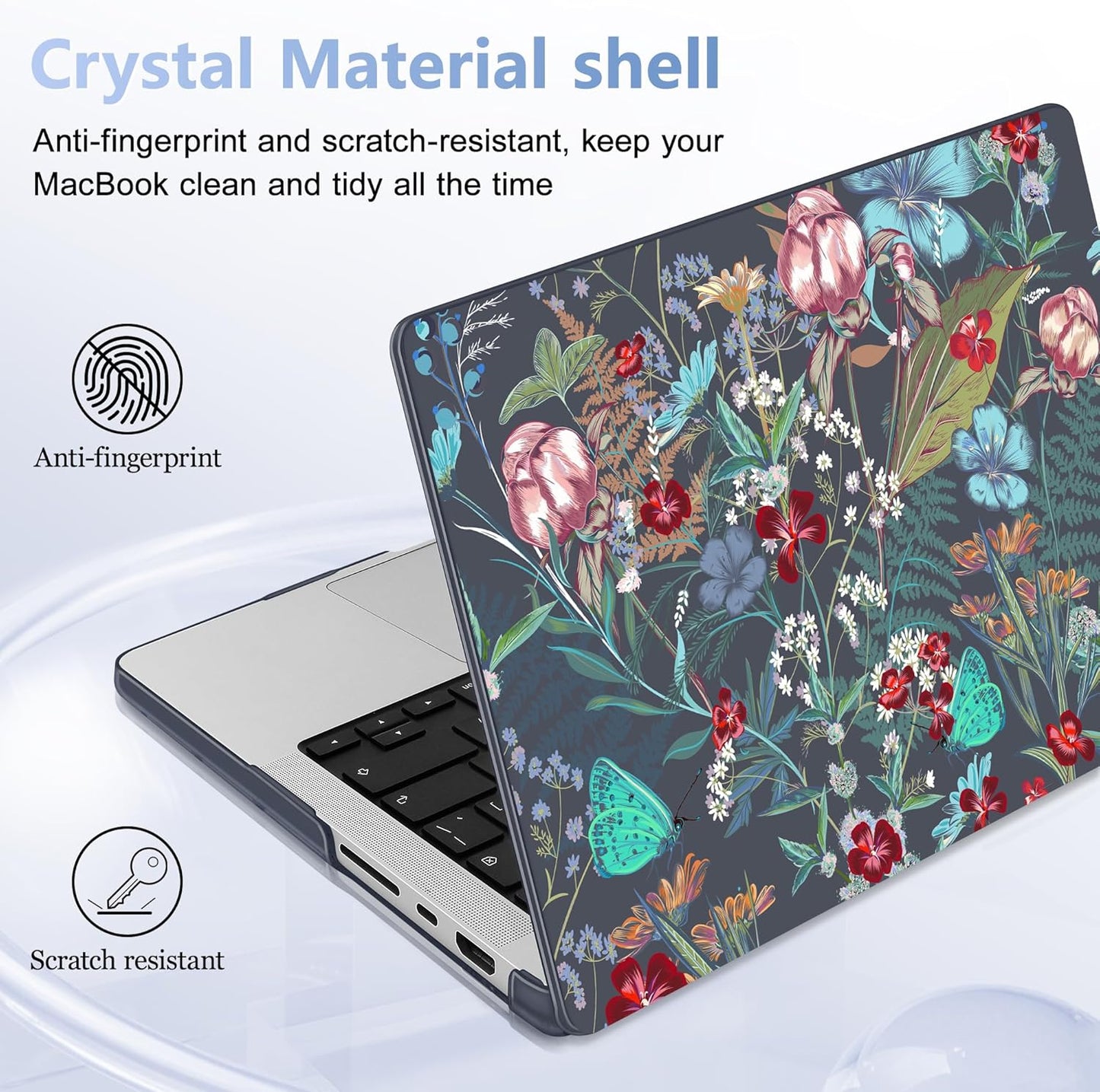 for MacBook Pro 16 inch Case 2021 2022 2023 2024 Release A3186 A3403 M4 A2991 M3 A2780 M2 A2485 M1 Pro/Max, Hard Shell Case with Screen Protector & Keyboard Cover, Flowers & Herbs