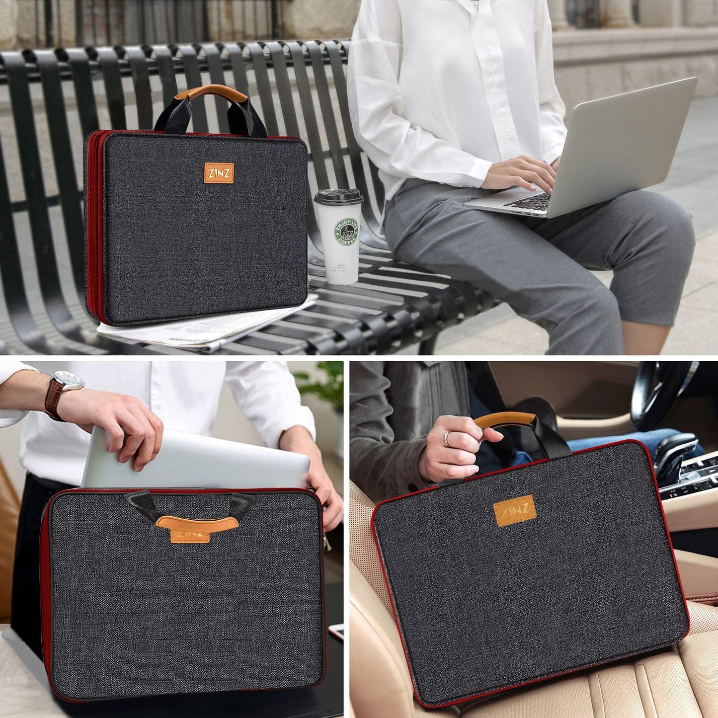 ZINZ Laptop Case Computer Sleeve Briefcase with Multi-pockets for 11.6 12.9 13 13.3 14 15 15.6 16 inch Notebooks