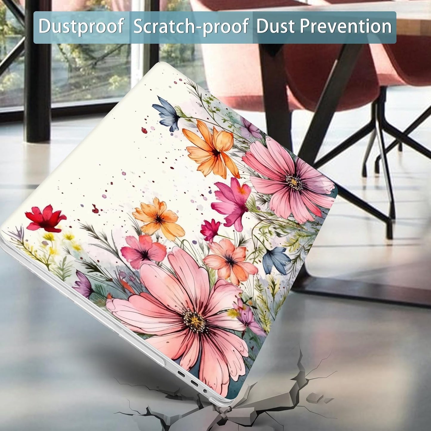 Mektron Designed Case for MacBook Pro 16 Inch A2141 Cover 2019 Release 16" with Liquid Retina Display/Touch ID, Plastic Hard Shell with Keyboard Skin & Screen Protector & Dust Plug, Colorful Floral