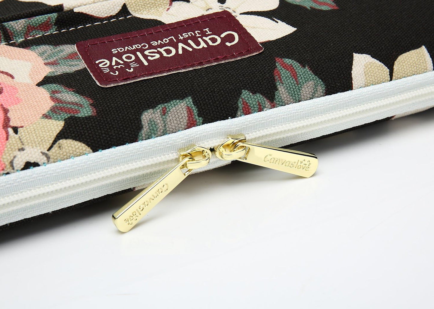 Canvaslove Pink Rose Pattern Laptop Sleeve Case Bag with Pocket for MacBook Pro 14 inch and 14 inch Laptop