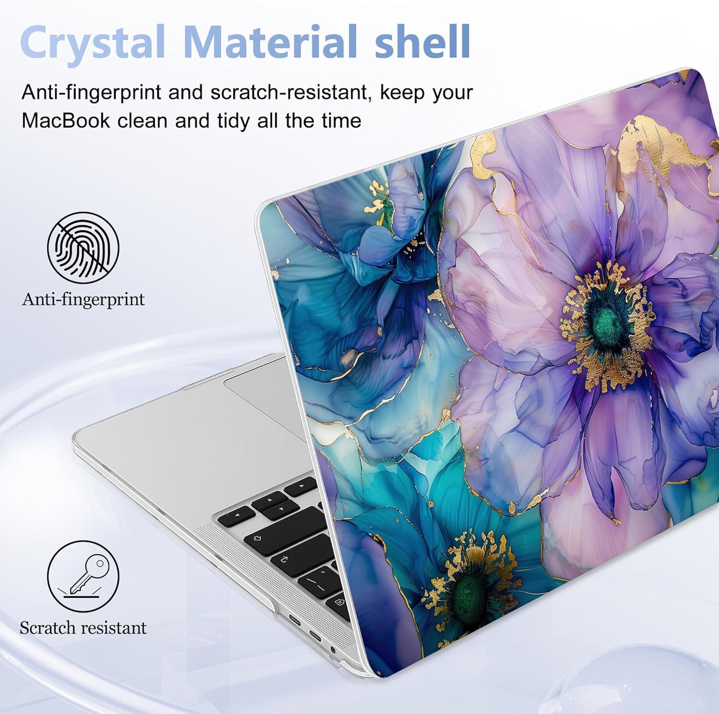 for MacBook Pro 16 inch Case 2019 2020 Release Model A2141, Plastic Hard Shell Cover with Keyboard cover & Screen Protector for MacBook Pro 16 inch with Touch Bar & Touch ID, Fluid Art Flowers