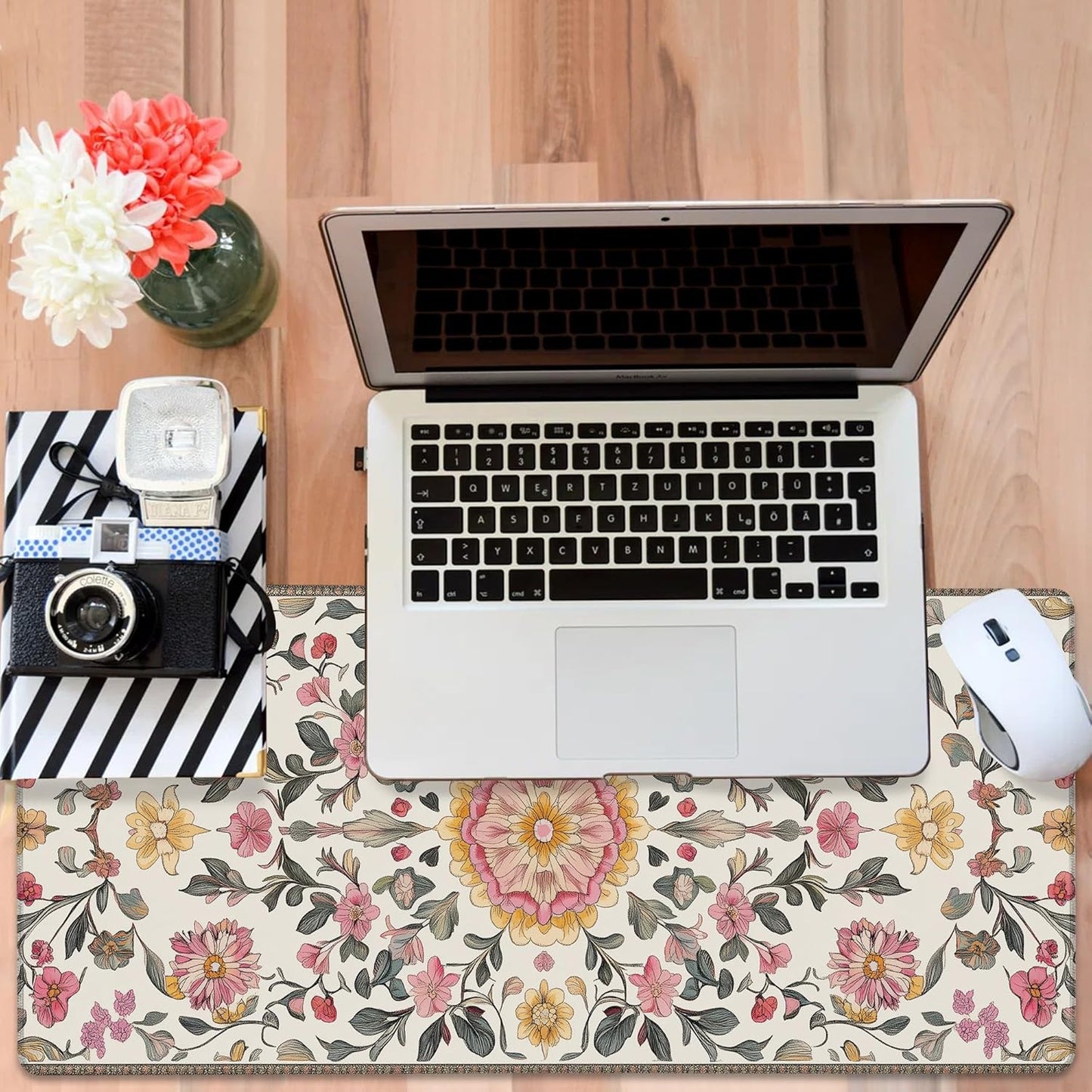 Elegant Carpet Gaming Mouse Pad 3mm Thick Stitched Edge Waterproof Non-Slip Large Computer Keyboard Mouse Mat,Suitable for Office Entertainment Decorative Desk Pad 35.4 x 15.7 Inches