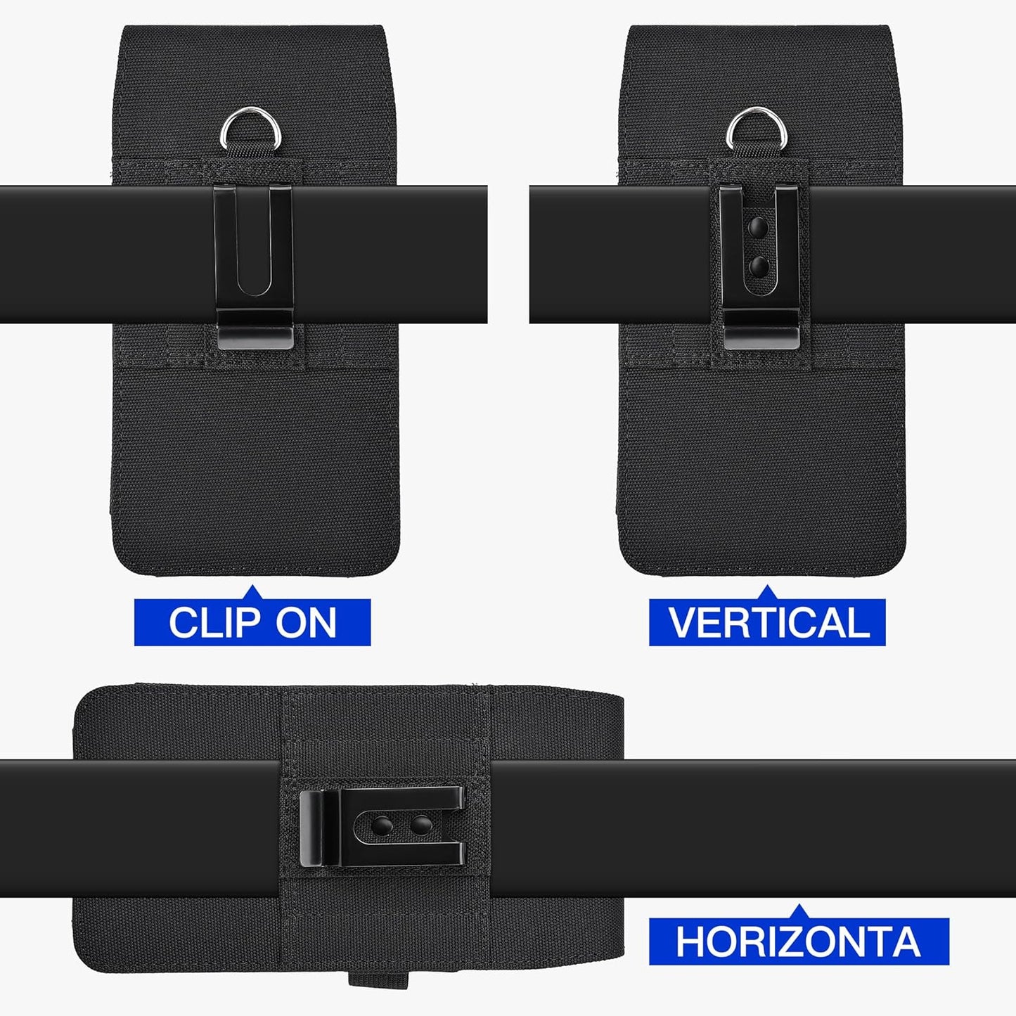 BECPLT for iPhone 17 Pro 16 Pro 16 15 Pro 14 13 Pro 12 Pro Belt Case Nylon Phone Holster with Belt Clip and Belt Loops Cell Phone Holder Carrying Pouch for Galaxy S25 S24 S23 S22 S21 S20 - Black