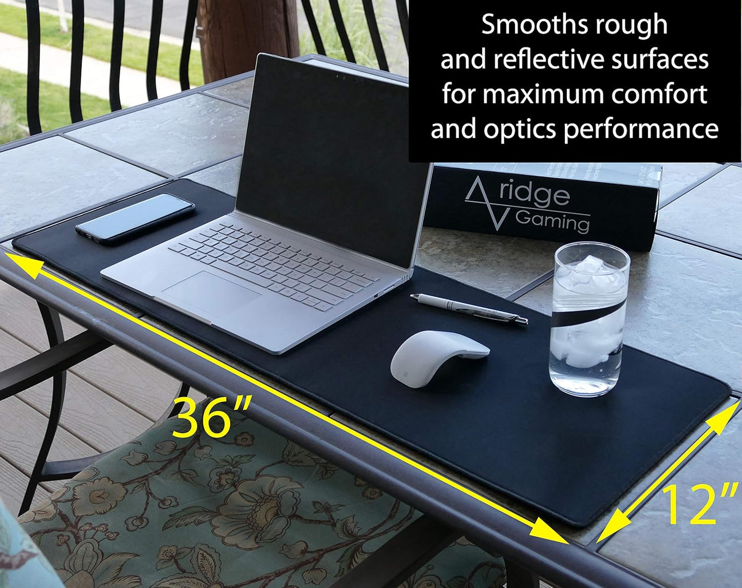 Gaming Mouse Pad (5mm) Extended 36 inch | 36x12x0.20 Extra Thick | Black | Stitched Edge, Large Washable Desk Mat