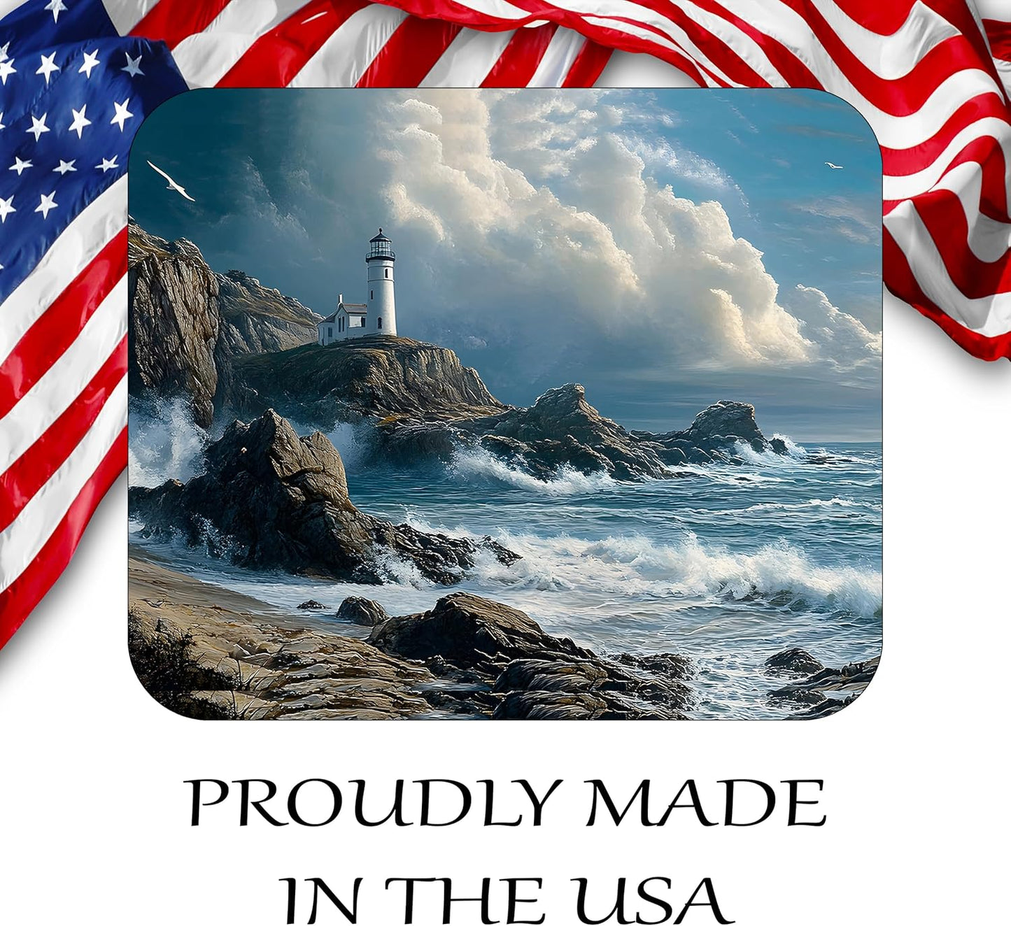 Coastal Shoreline Waves Sandy Beach Theme Mouse Pad Mat Mousepad for Desk Computer Laptop PC Gaming Home or Office Gift (Lighthouse Waves MP34)