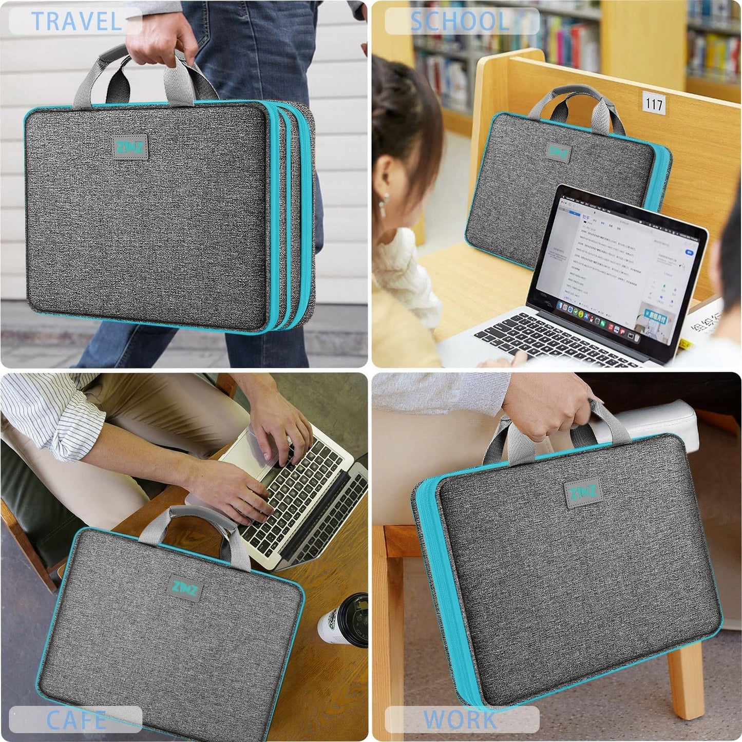 ZINZ Laptop Case Computer Sleeve Briefcase with Multi-pockets for 11.6 12.9 13 13.3 14 15 15.6 16 inch Notebooks
