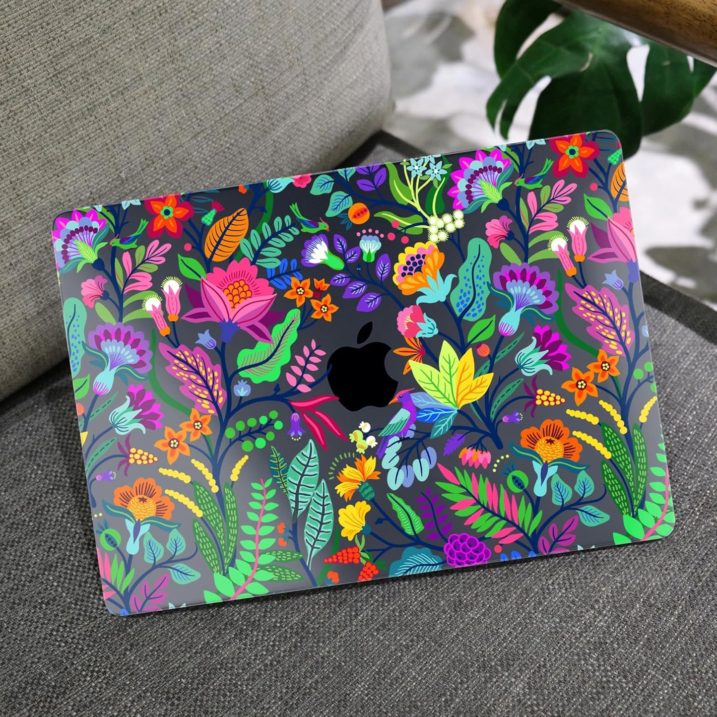 MEEgoodo for M4/M3/M2 MacBook Air 15.3 inch Case 2025 2024 2023, Case Fit Model (A3241/A3114/A2941) for MacBook Air 15 inch, Laptop Hard Shell with Keyboard Cover, Bright Flowers & Tropic Leaves