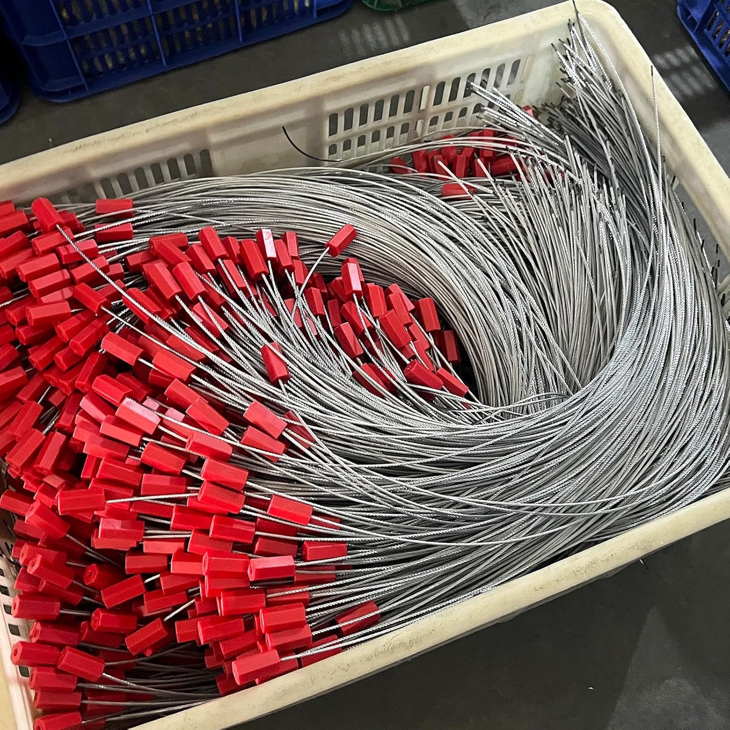 3.9 Feet Steel Wire Cable Seals Tamper Resistant Security Seal Tags Numbered Self-Locking Safety Seals Length 1.2m (Pack of 50pcs, Red)