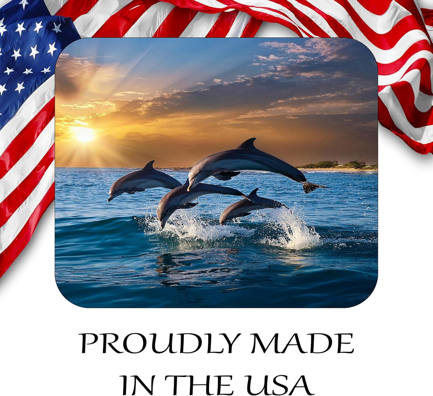 Coastal Shoreline Waves Sandy Beach Theme Mouse Pad Mat Mousepad for Desk Computer Laptop PC Gaming Home or Office Gift (Dolphin Sunset MP18)