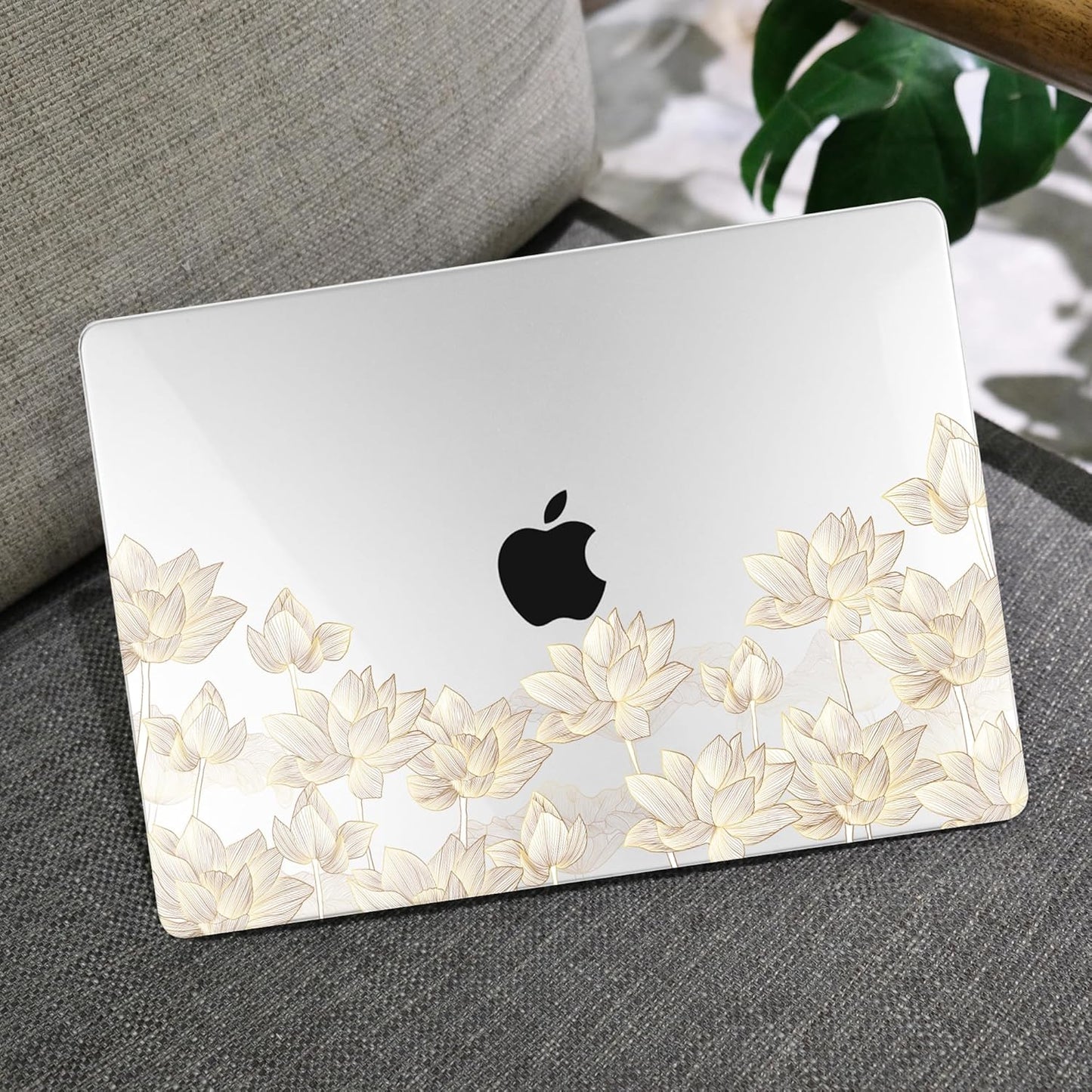 MEEgoodo for M4/M3/M2 MacBook Air 15.3 inch Case 2025 2024 2023, Case Fit Model (A3241/A3114/A2941) for MacBook Air 15 inch, Laptop Hard Shell with Keyboard Cover, Golden Lotus