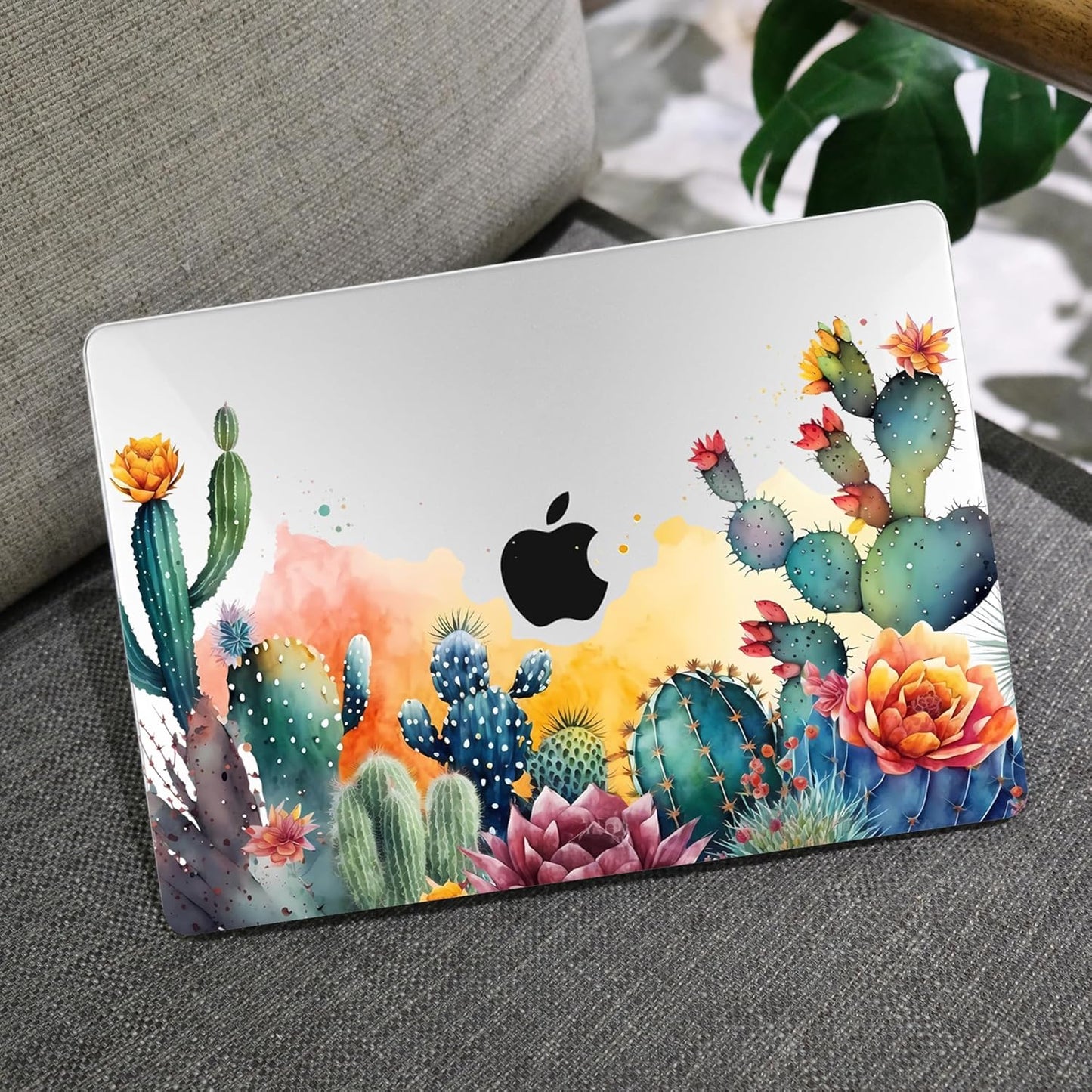 MEEgoodo for MacBook Air 13.3 inch Case 2021 2020 2019 2018 A2337 M1 A2179 A1932,Clear Case for MacBook Air M1, Laptop Shell with Keyboard Webcam Cover & Trackpad Film & Type C Adapter,Tropical Cactus