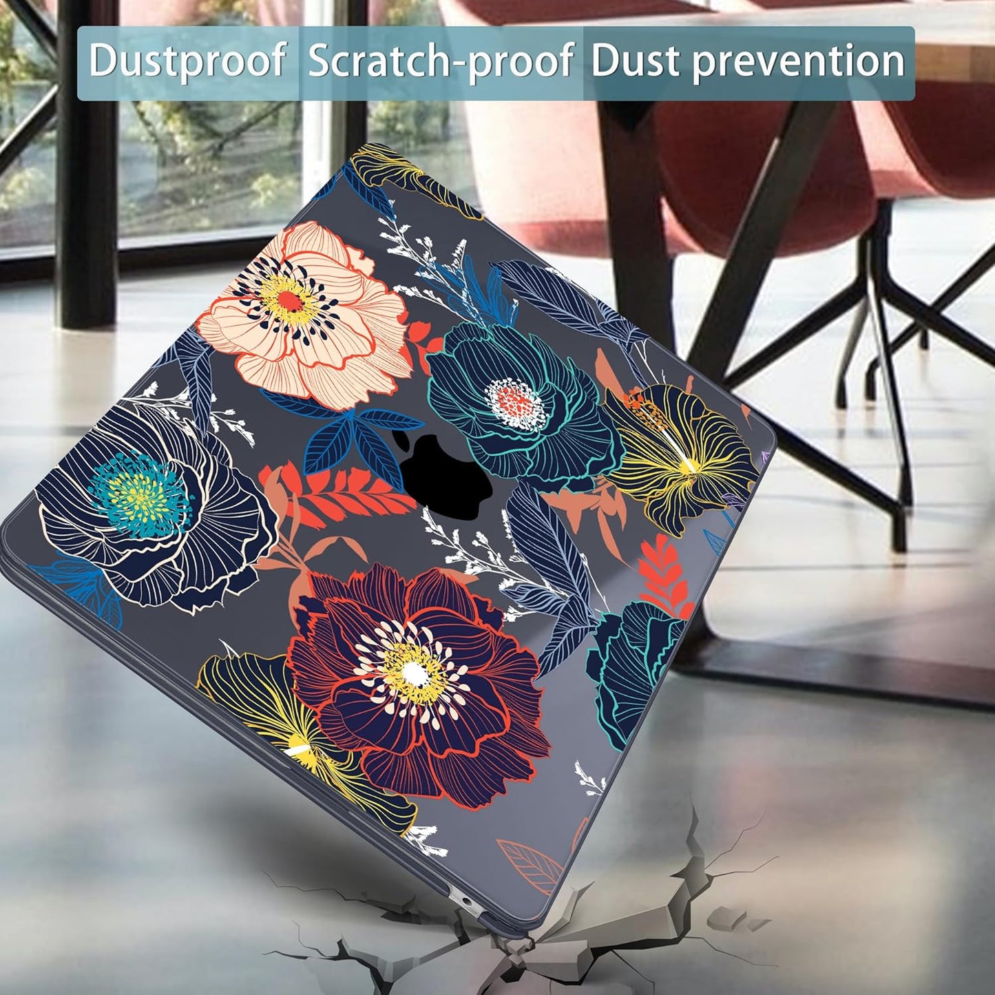 Mektron for 2025 M4 MacBook Air 13.6 Inch A3240 Case Fits 2023 A2681 M2 2024 A3113 M3 Chip with Liquid Retina Display Touch ID, Printed Plastic Hard Shell Cover for MacBook Air 13.6", Dahlia Flowers