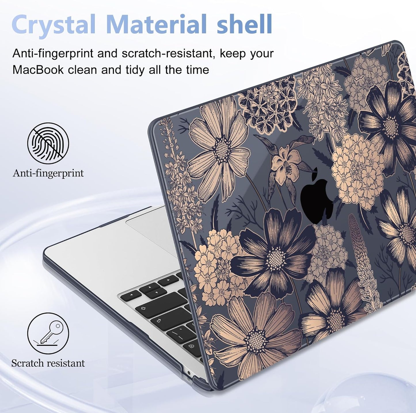 Case for MacBook Air 15 Inch 2025 2024 2023 Release M4 A3241 M3 A3114 M2 A2941, Hard Shell with Screen Protector & Keyboard Cover, Compatible with Touch ID - Spring Floral