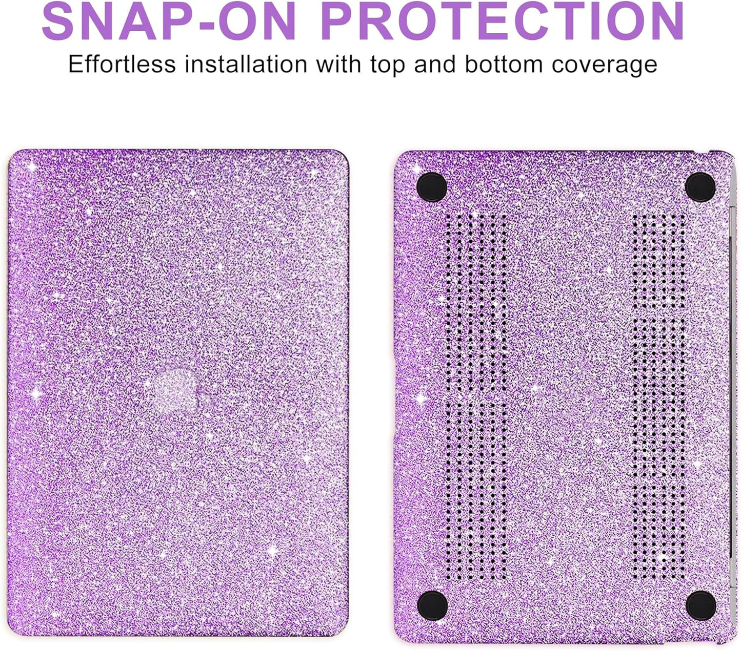 Compatible with MacBook Air 13 inch Case 2021 2020 2019 2018 A2337 M1 A2179 A1932 Touch ID, Glitter Smooth Leather Laptop Hard Shell+Keyboard Cover for MacBook Air 13.3 inch Case, Shining Purple